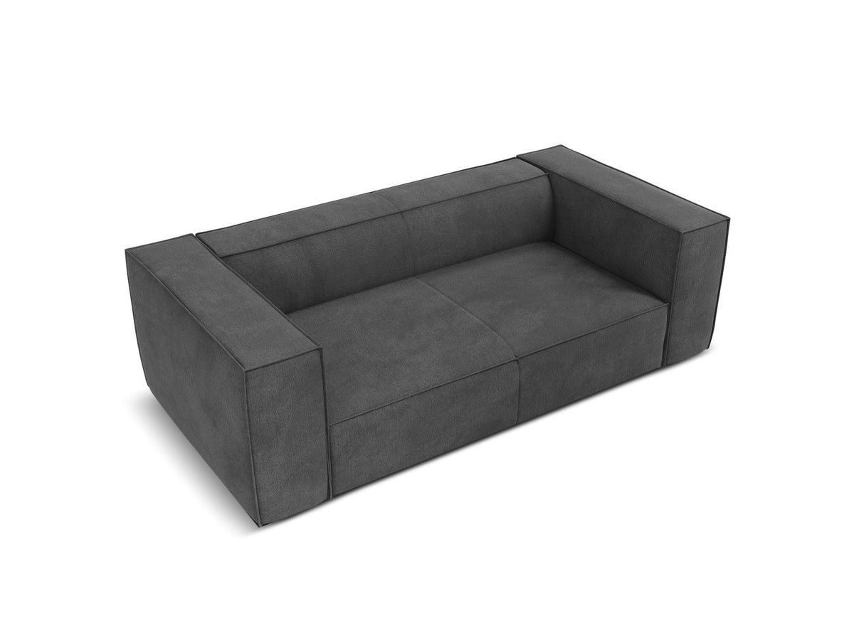 Zweisitzer-Sofa Turin von Cosmopolitan Design, Bezug in Light Beige-Rosario Chenille-Optik, Beine aus schwarzem Buchenholz, klare Linienführung.