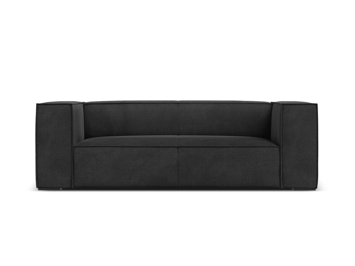 Zweisitzer-Sofa Turin von Cosmopolitan Design, Bezug in Light Beige-Rosario Chenille-Optik, Beine aus schwarzem Buchenholz, klare Linienführung.