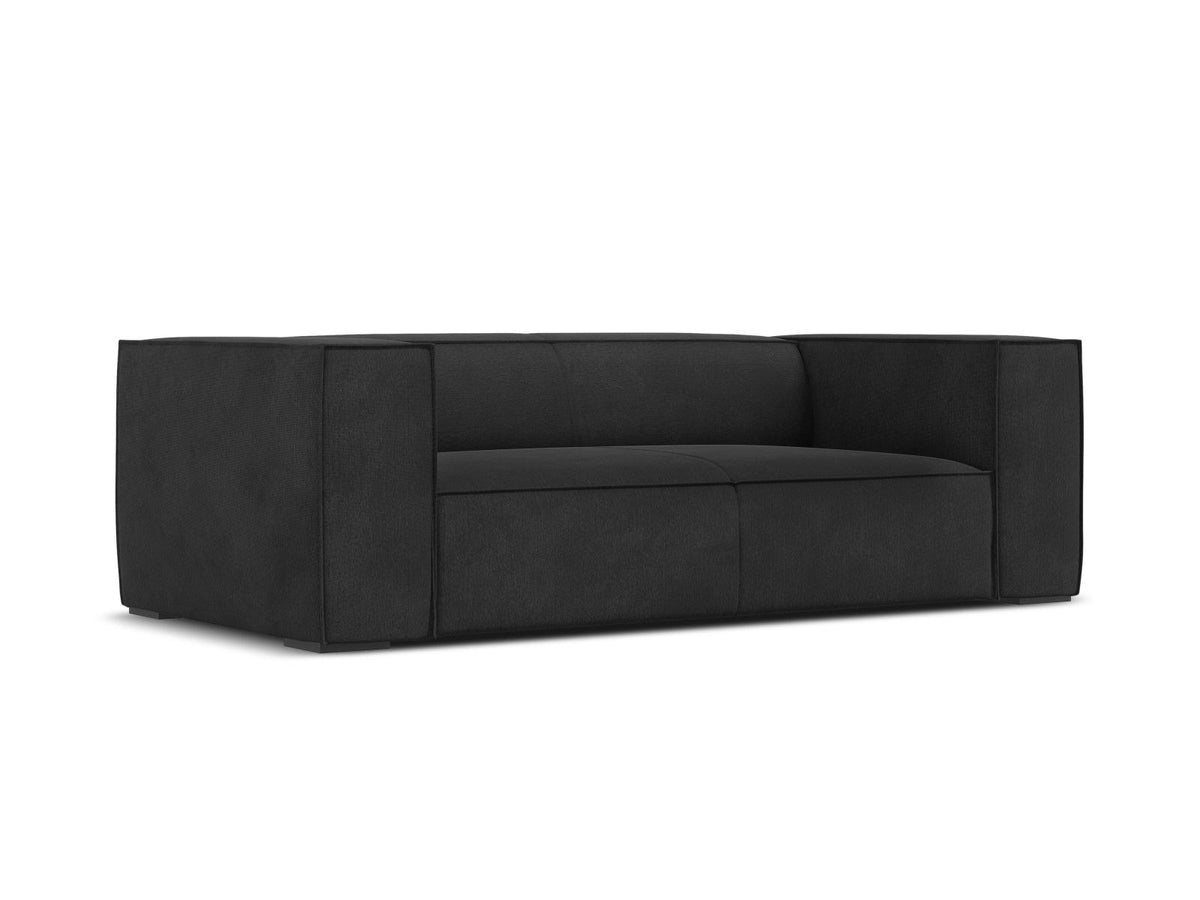 Zweisitzer-Sofa Turin von Cosmopolitan Design, Bezug in Light Beige-Rosario Chenille-Optik, Beine aus schwarzem Buchenholz, klare Linienführung.