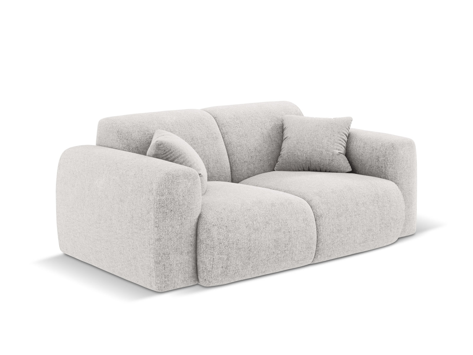 Stylisches 2-Sitzer Sofa Nolio in sanftem Grau, perfekt für zeitgemäße Einrichtungen, entworfen von Cosmopolitan Design.