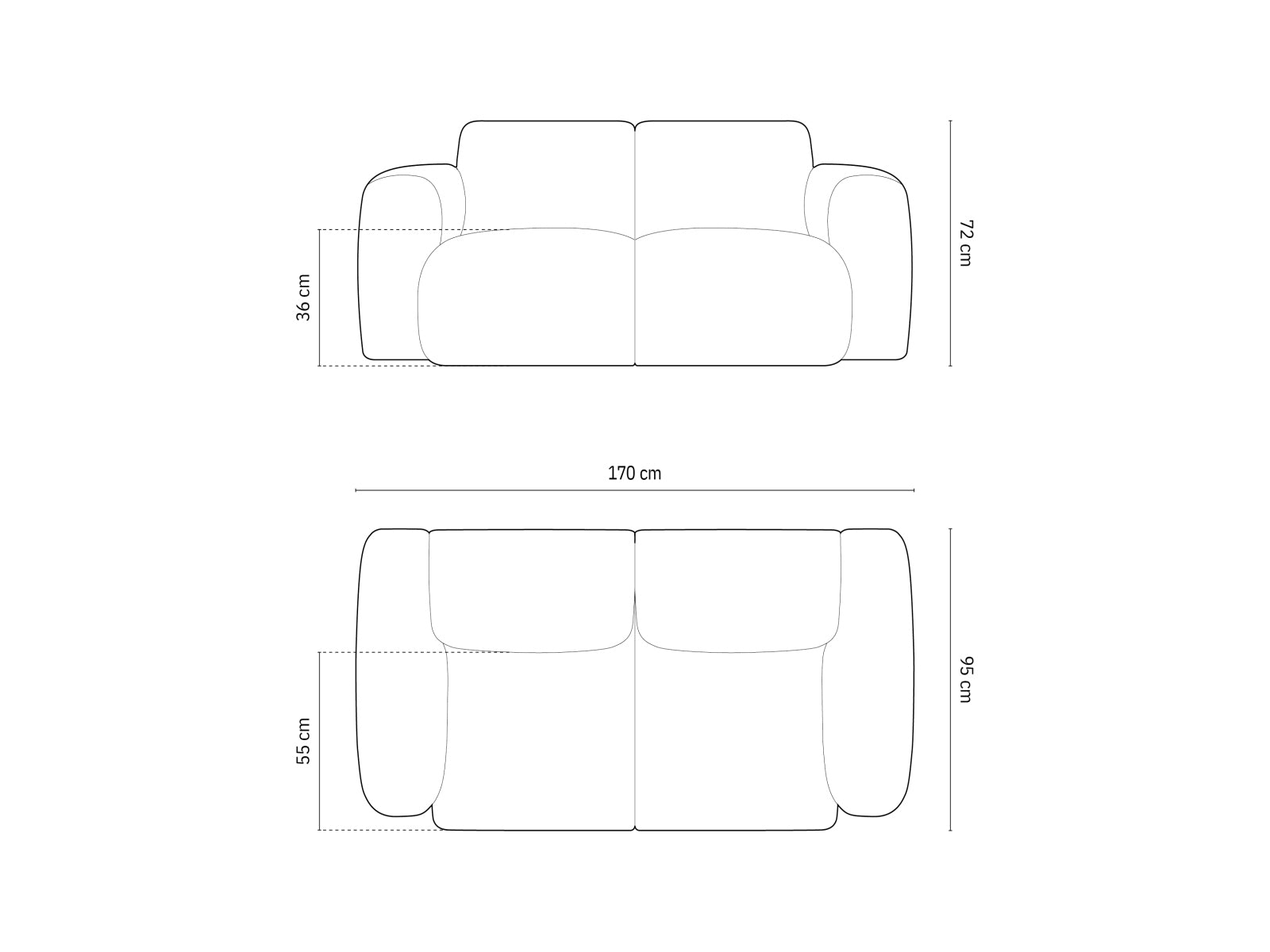 Erleben Sie das Nolio 2-Sitzer Sofa (95cm) von Cosmopolitan Design – stilvoll, platzsparend und ideal für Ihr modernes Zuhause!
