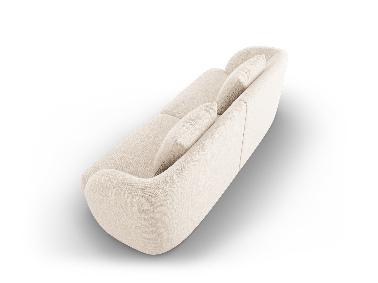 Modernes 2-Sitzer Sofa Tulum in sanftem Beige, perfekt für gemütliche Wohnzimmer, entworfen von Cosmopolitan Design.