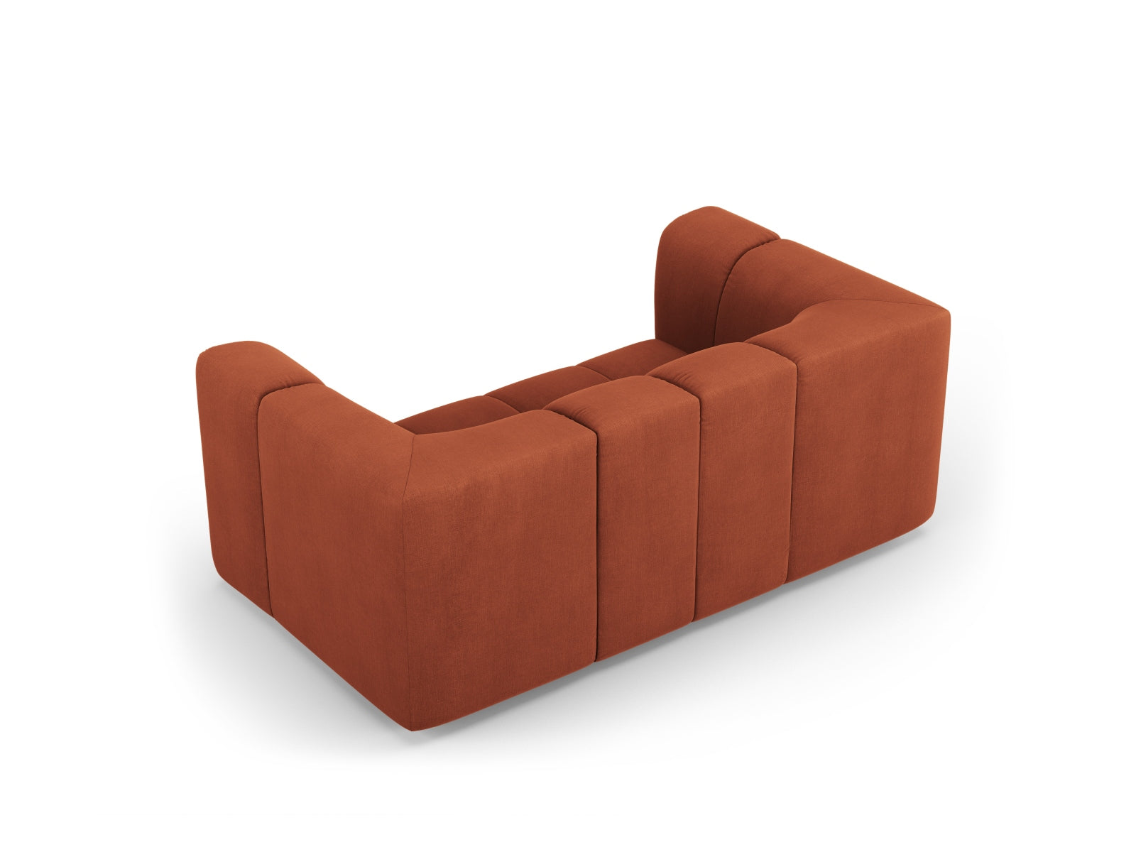 Elegantes 2-Sitzer Sofa Moritz in strahlendem Orange, perfekt für stilvolle Wohnzimmer und gemütliche Sitzgelegenheiten.