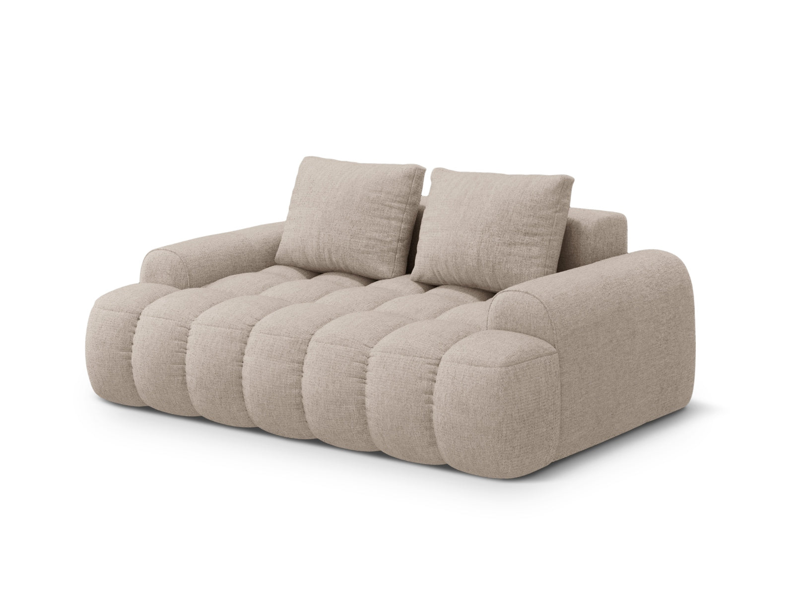 Modernes Linz 2-Sitzer Sofa in Sand-Sorella, perfekt für gemütliche Wohnzimmer, entworfen von Cosmopolitan Design.