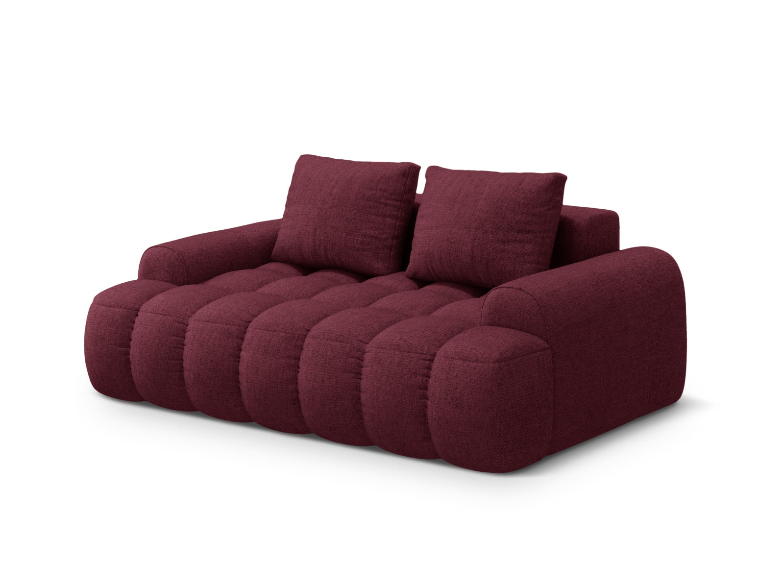 Modernes Linz 2-Sitzer Sofa in edlem Burgundy-Sorella, perfekt für gemütliche und stilvolle Wohnambiente, angeboten von Cosmopolitan Design.
