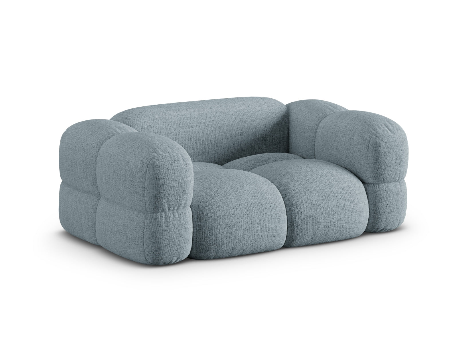 Stilvolles Loretto 2-Sitzer Sofa in sanftem Pastellblau, perfekt für zeitgemäße Inneneinrichtungen und gemütliche Wohnzimmer.