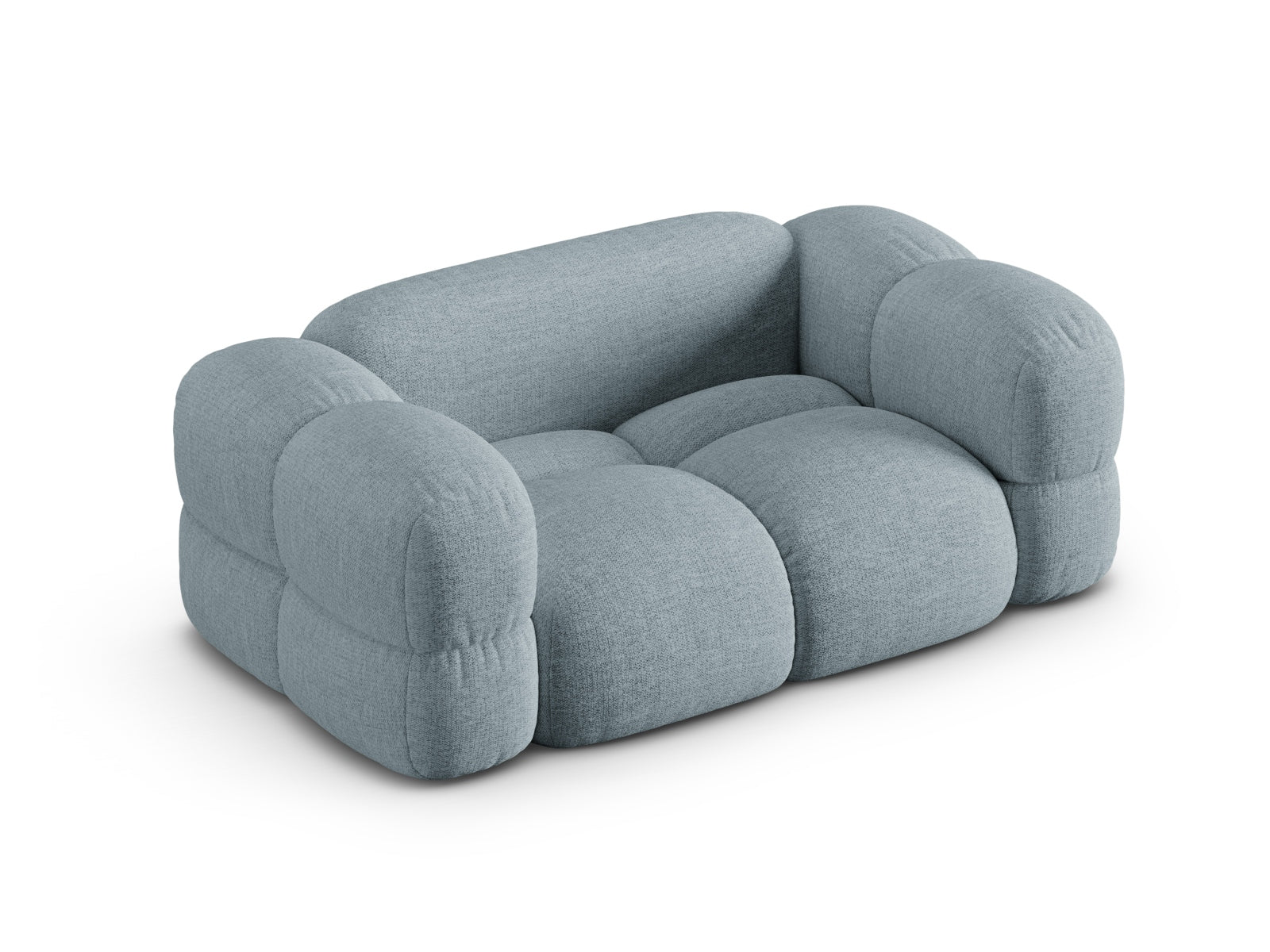 Elegantes Loretto 2-Sitzer Sofa in zartem Pastellblau, ideal für moderne Wohnräume und einladende Atmosphären.