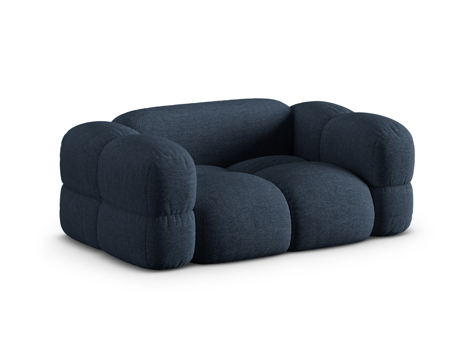 Modernes 2-Sitzer Sofa Loretto in tiefem Blau, perfekt für gemütliche Wohnzimmer, entworfen von Cosmopolitan Design.