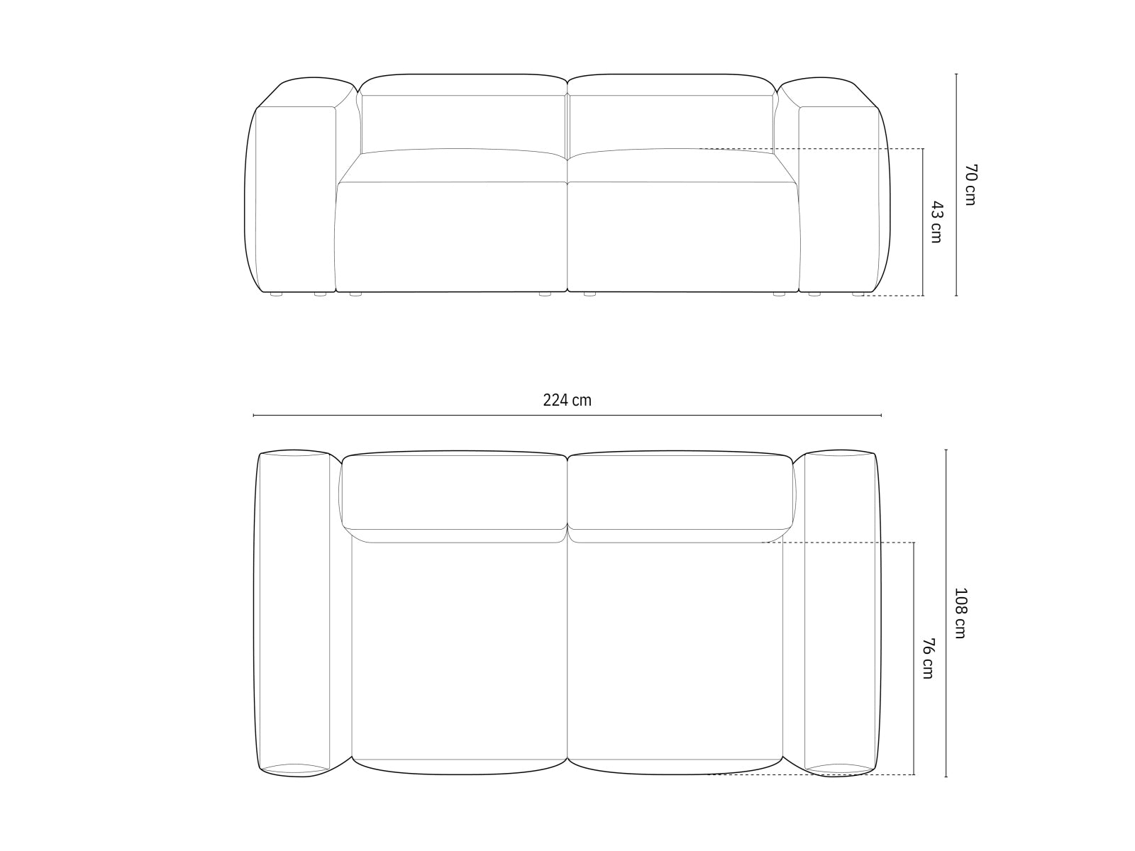 Bergamo Modular Sofa 2 Sitzer in Ivory-Perla präsentiert im Onlineshop von KAQTU Design AG. 2er Sofa ist von Cosmopolitan Design