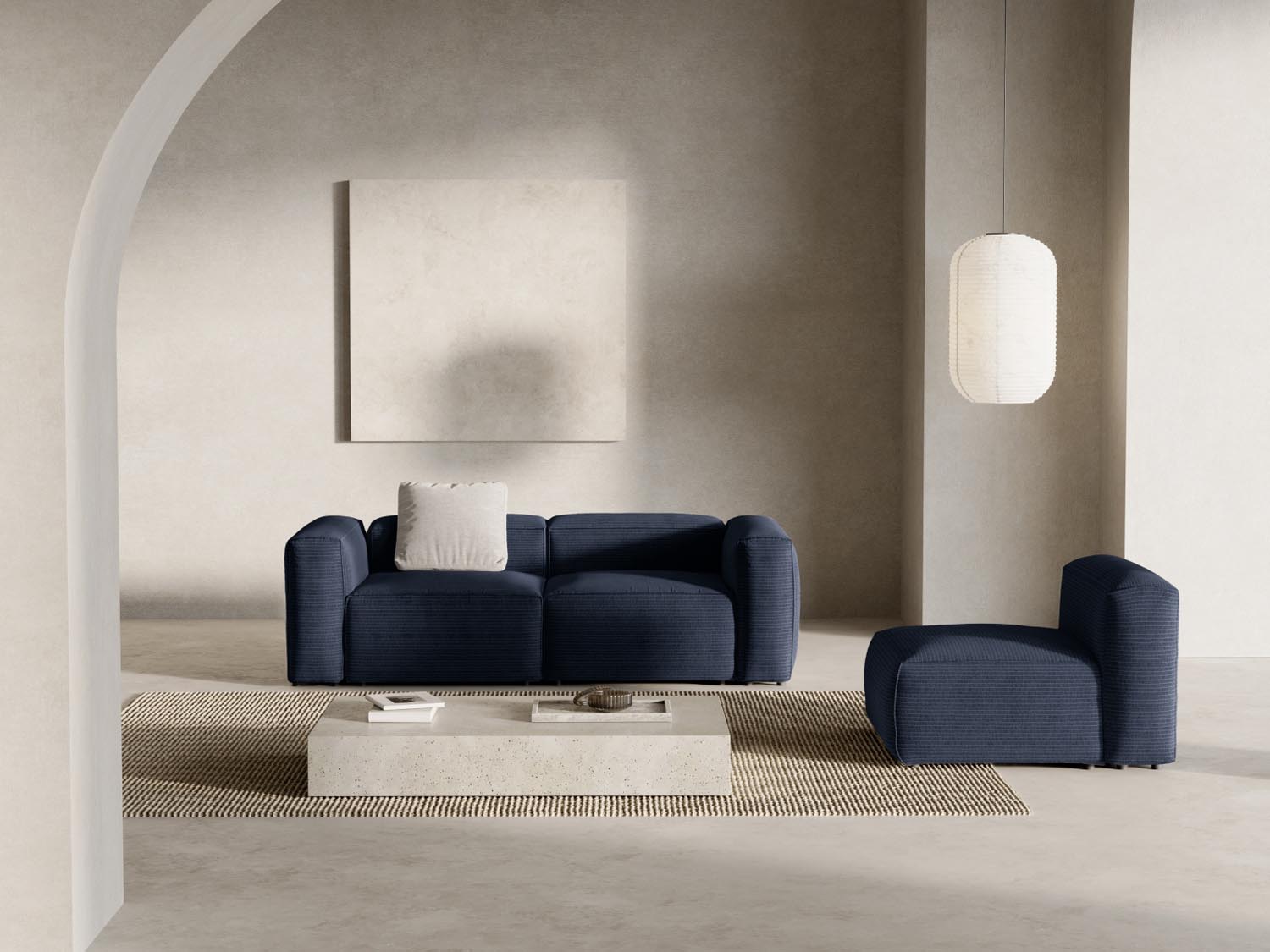 Bergamo Modular Sofa 2 Sitzer in Navy Blue-Perla präsentiert im Onlineshop von KAQTU Design AG. 2er Sofa ist von Cosmopolitan Design