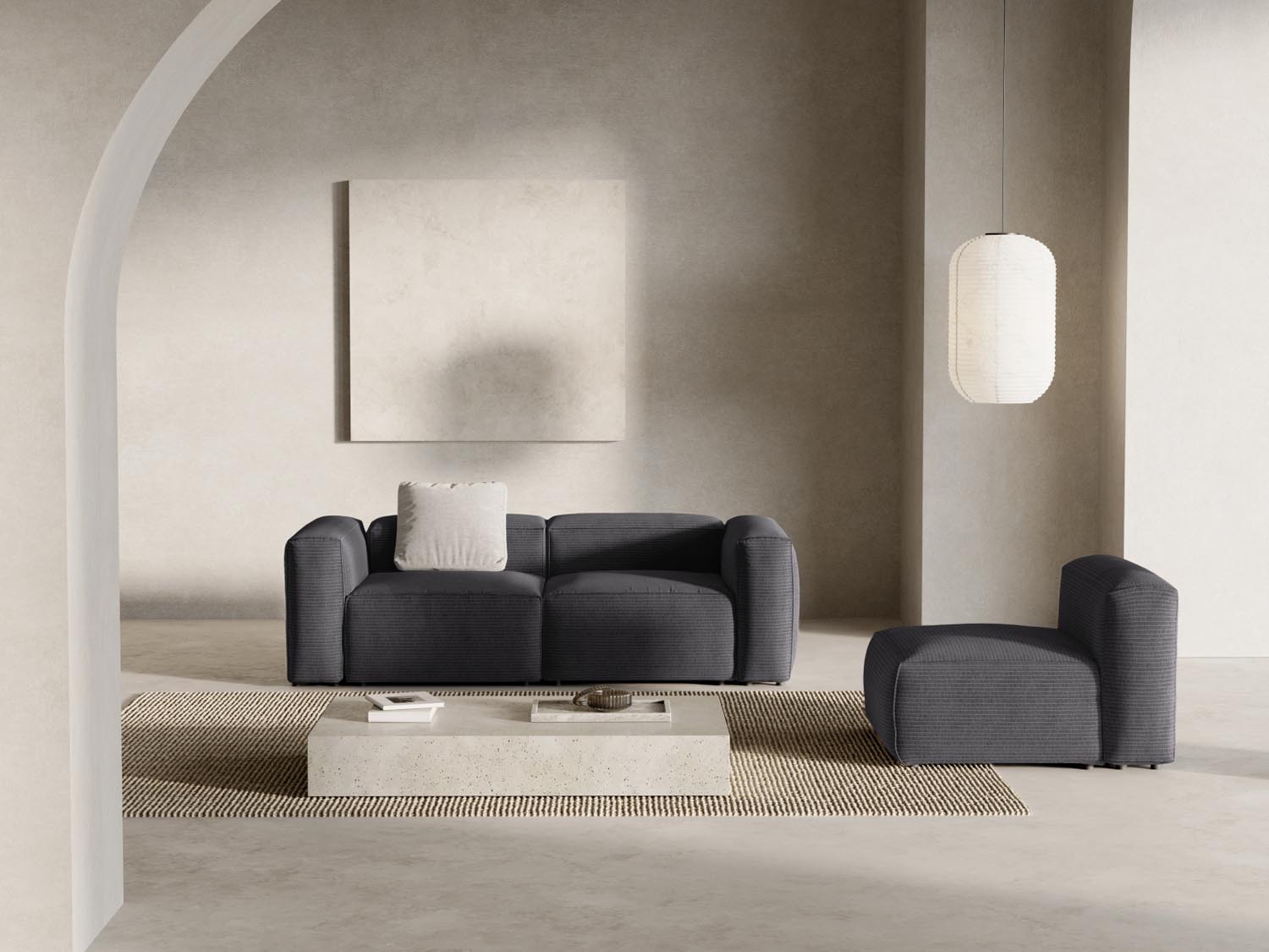 Bergamo Modular Sofa 2 Sitzer in Grey-Perla präsentiert im Onlineshop von KAQTU Design AG. 2er Sofa ist von Cosmopolitan Design