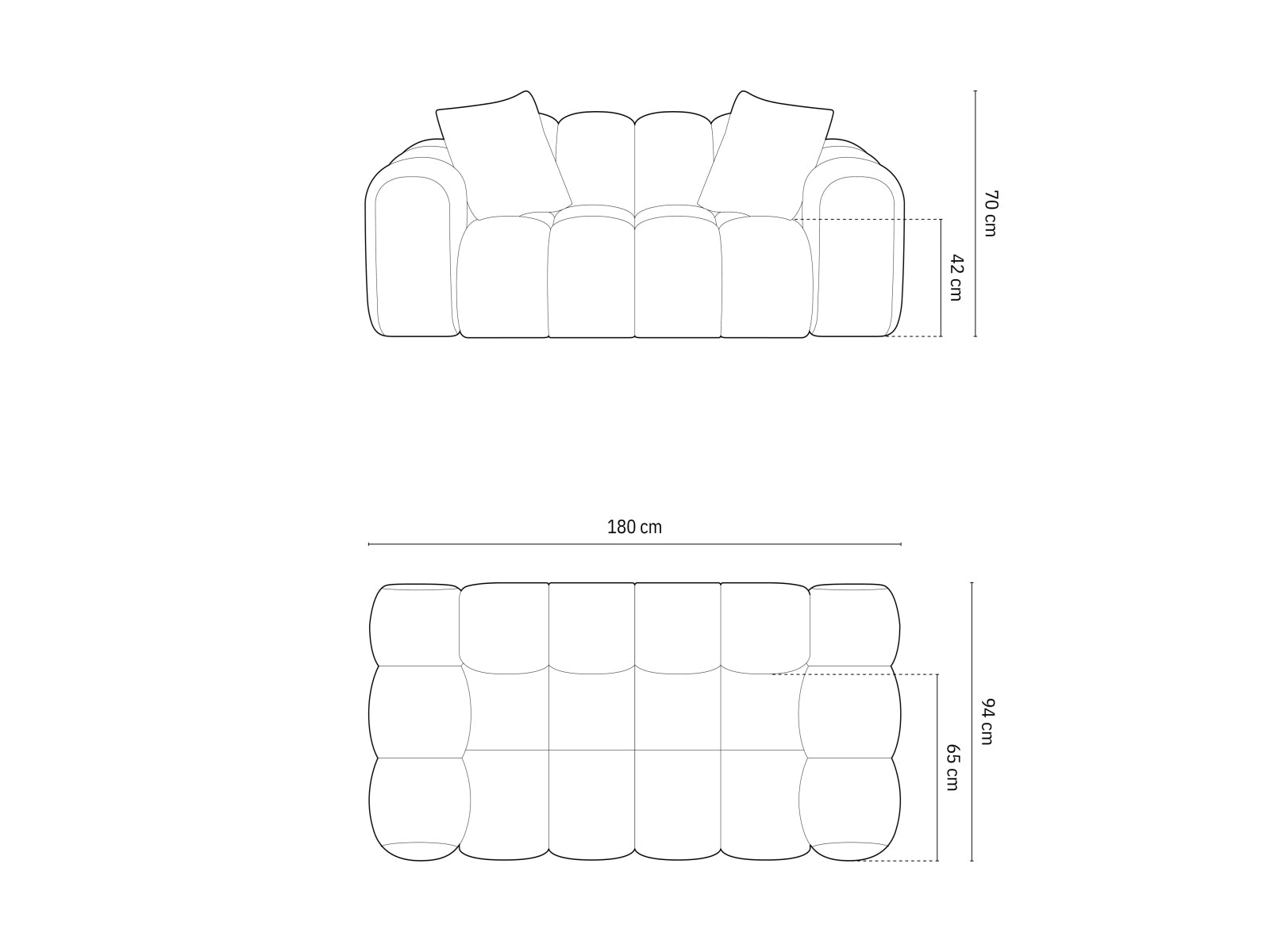 Stylisches 2-Sitzer Sofa Treno in sanftem Grau, perfekt für zeitgemäße Einrichtungen und gemütliche Wohnzimmer.