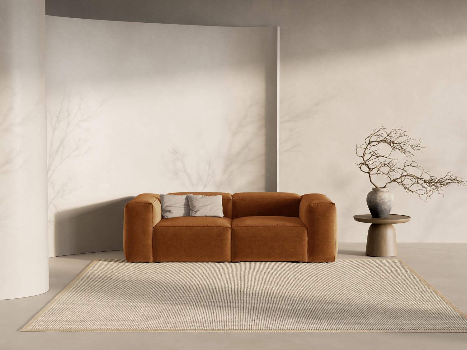 Bergamo Modular Sofa 2 Sitzer in Brick-Liberty präsentiert im Onlineshop von KAQTU Design AG. 2er Sofa ist von Cosmopolitan Design