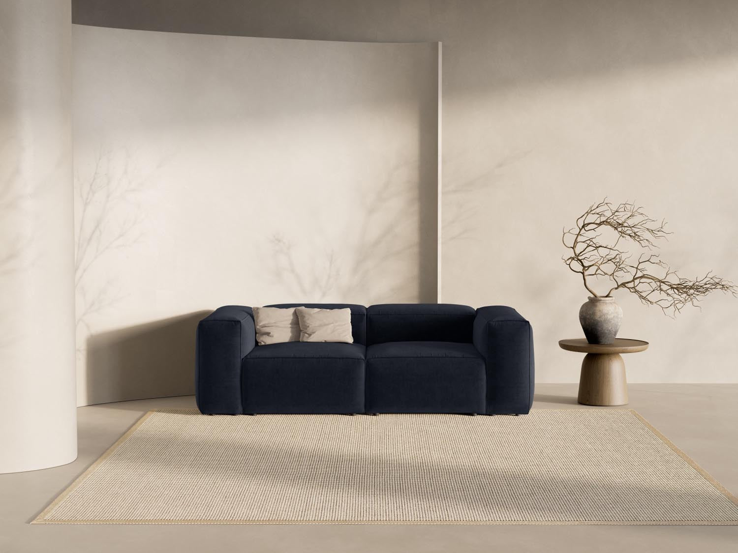 Bergamo Modular Sofa 2 Sitzer in Navy Blue-Liberty präsentiert im Onlineshop von KAQTU Design AG. 2er Sofa ist von Cosmopolitan Design
