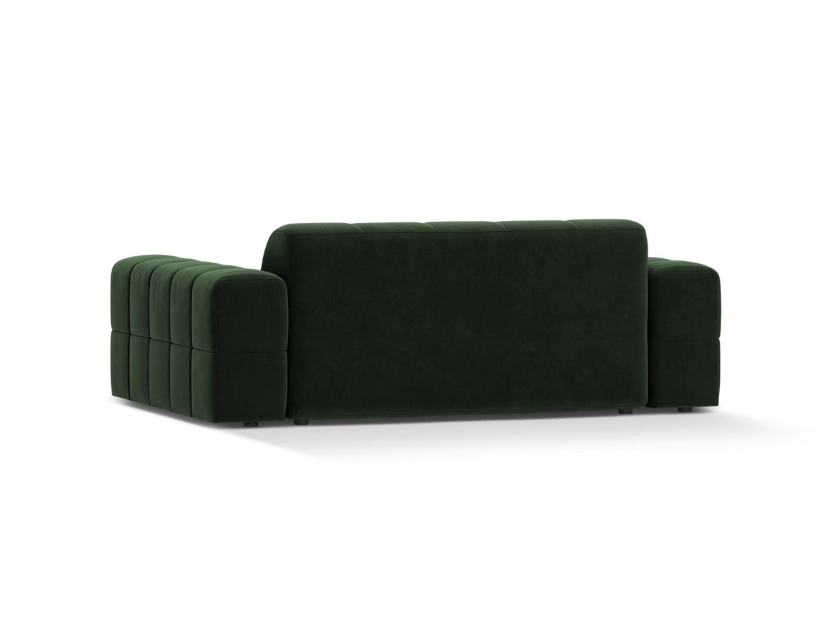 Zweisitzer-Sofa der Serie Chicago in Light Beige-Venus Samtstoff mit Massivholzrahmen und schwarzen Kunststoffbeinen, gerade Form.