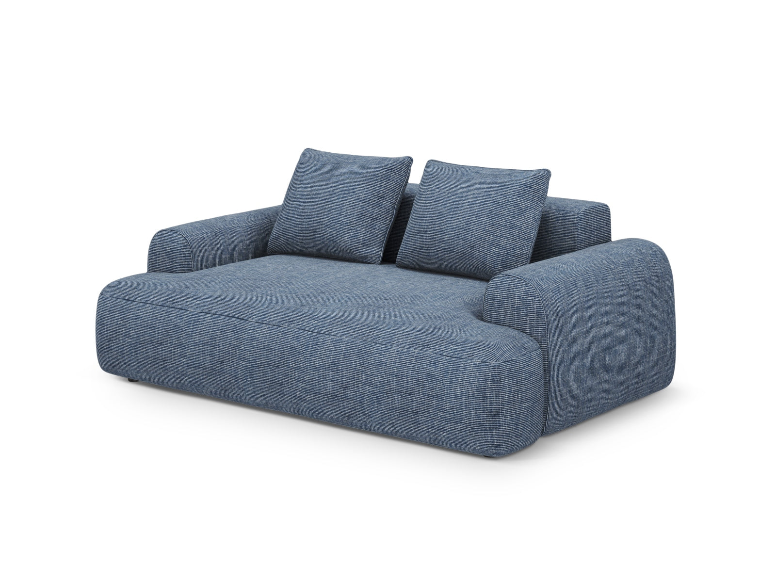 Elegantes 2-Sitzer Sofa Calma in stilvollem Blue Melange, ideal für moderne Wohnräume, erhältlich bei KAQTU Design AG.
