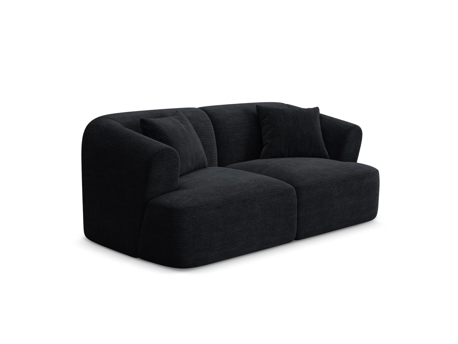 Elegantes 2-Sitzer Sofa Campi in stilvollem Schwarz, ideal für moderne Wohnräume, erhältlich bei KAQTU Design AG.
