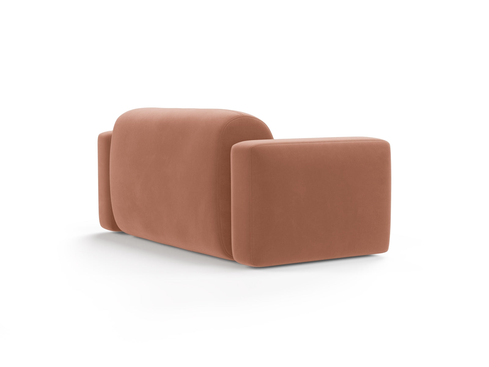 Modulares 2-Sitzer Sofa aus Strino Velour in Pink-Salvador, perfekt für moderne Wohnkonzepte und gemütliche Entspannung.