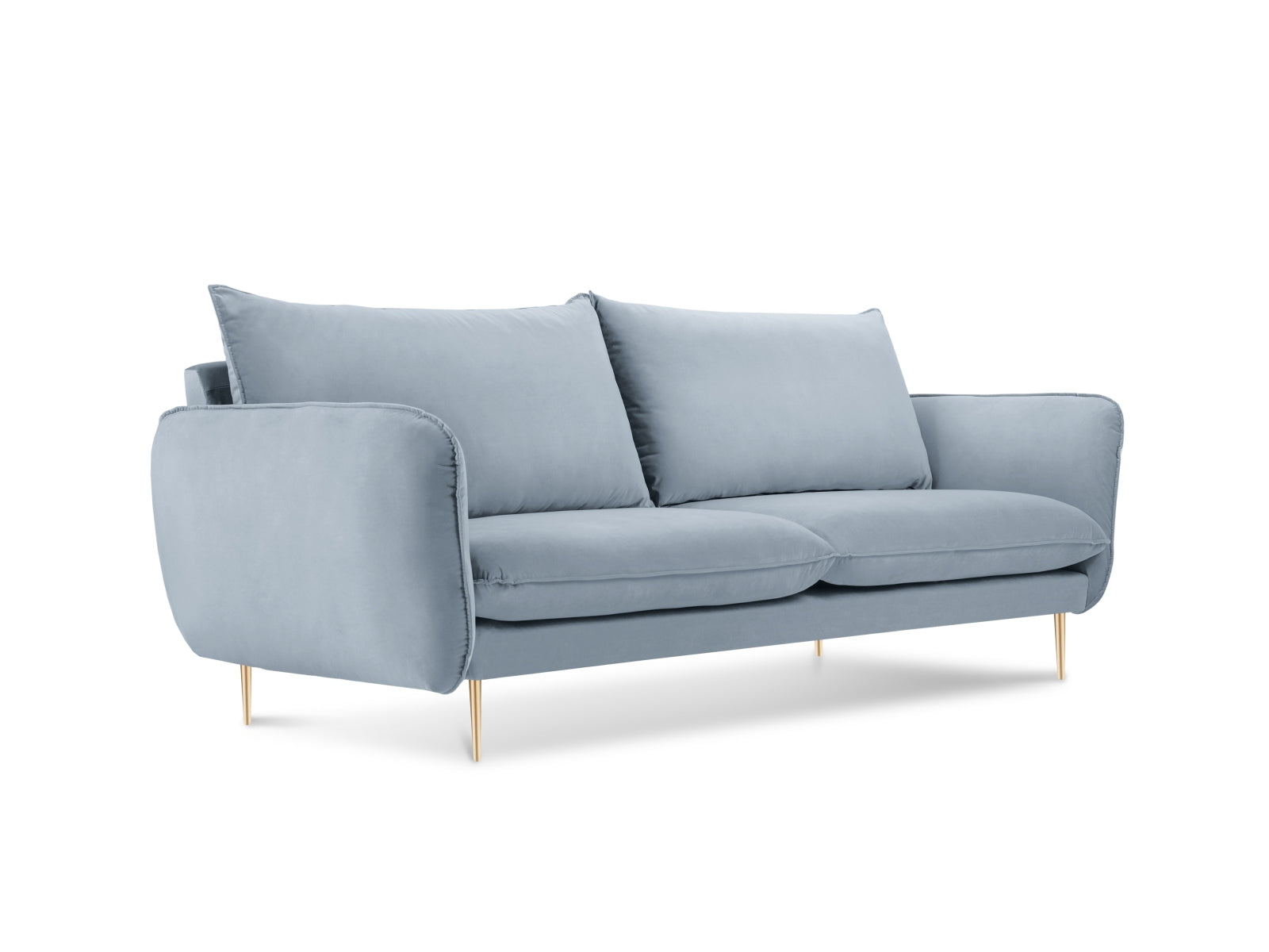 Vienna Velour Sofa 2 Sitzer 92cm in Light Blue/Gold-Bluvel präsentiert im Onlineshop von KAQTU Design AG. 2er Sofa ist von Cosmopolitan Design