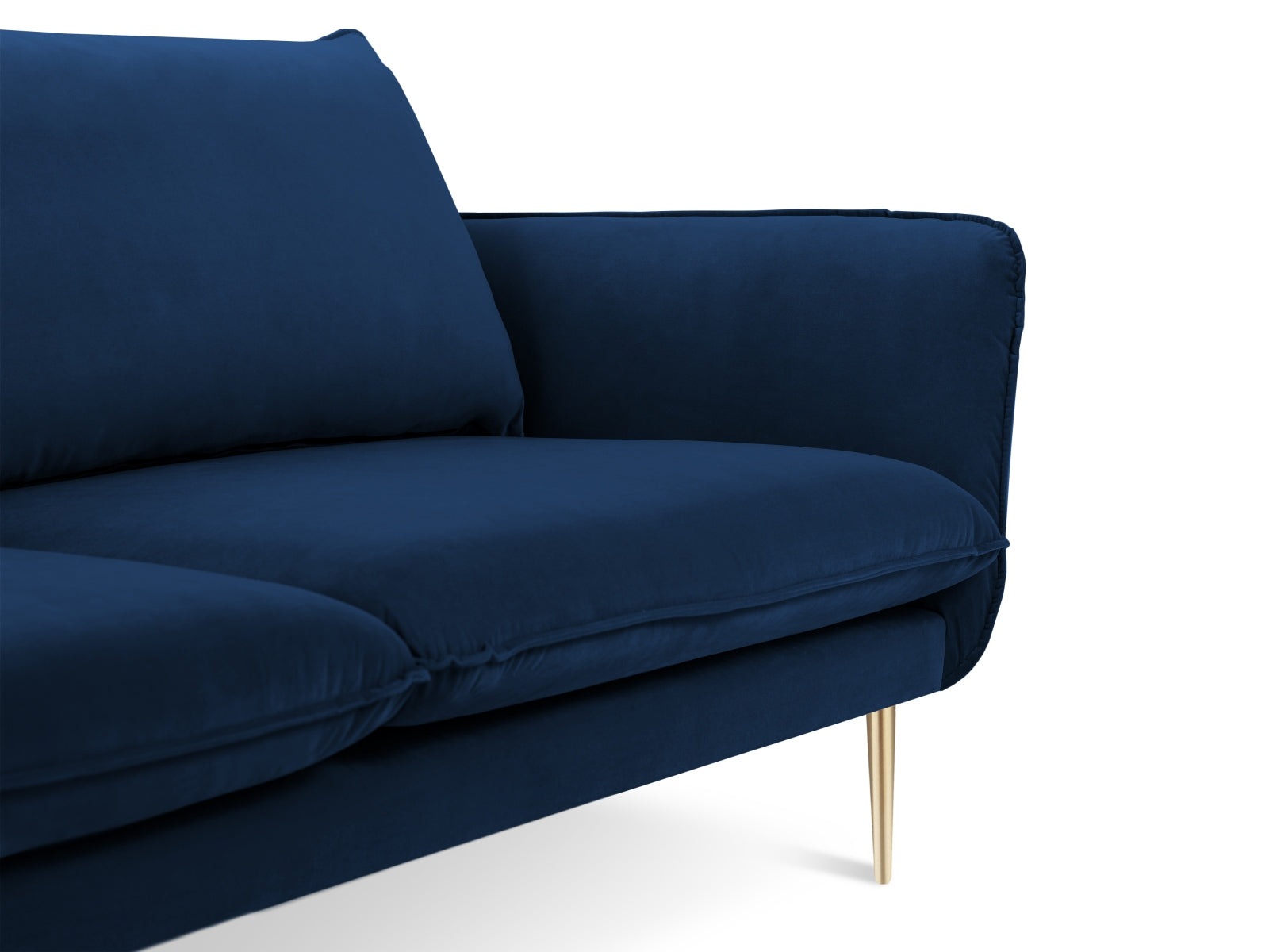 Stilvolles 2-Sitzer Sofa "Vienna" in Royal Blue, gefertigt aus hochwertigem Velours, perfekt für moderne und elegante Wohnambiente.