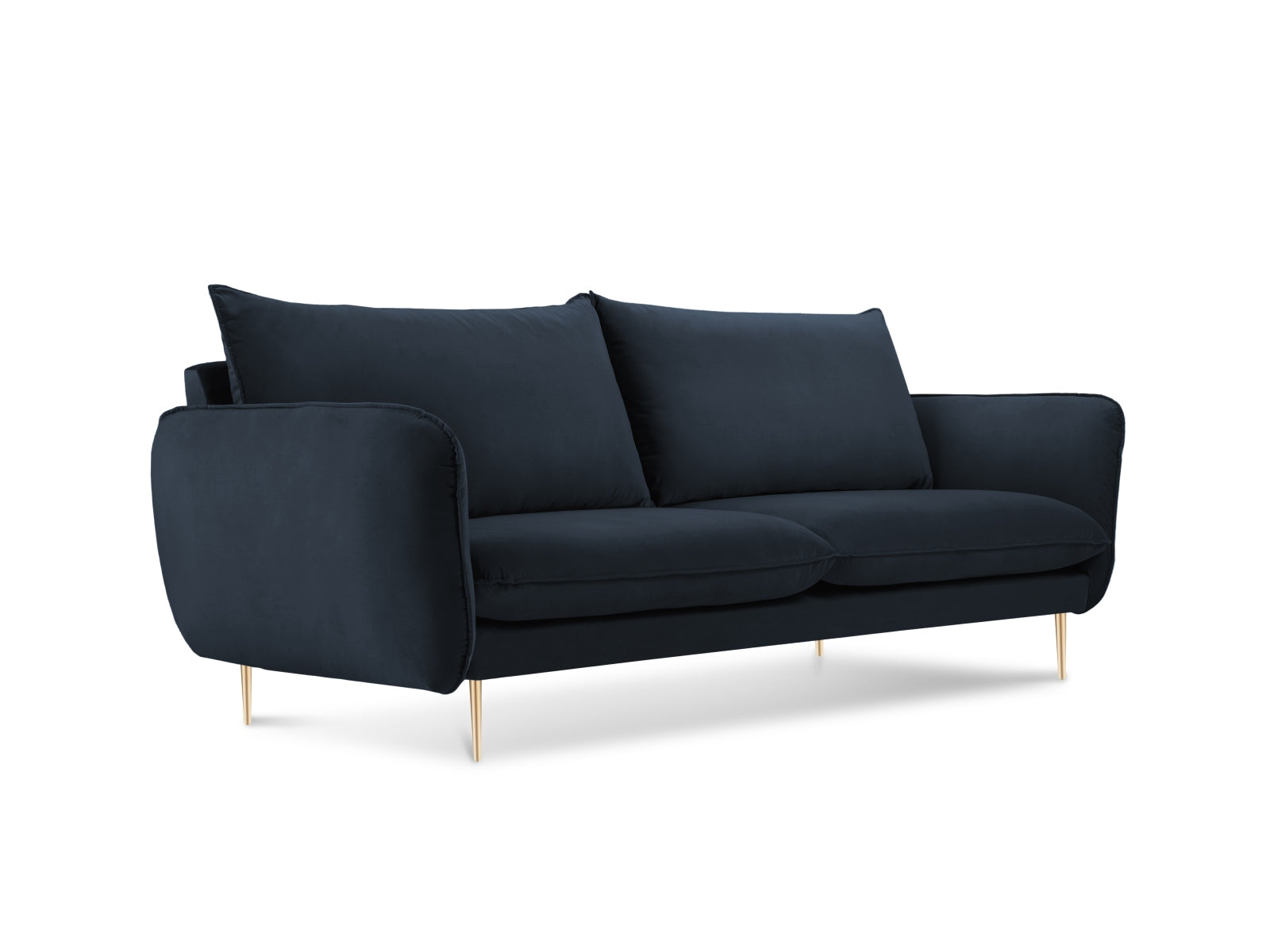 Vienna Velour Sofa 2 Sitzer 92cm in Dark Blue/Gold-Bluvel präsentiert im Onlineshop von KAQTU Design AG. 2er Sofa ist von Cosmopolitan Design