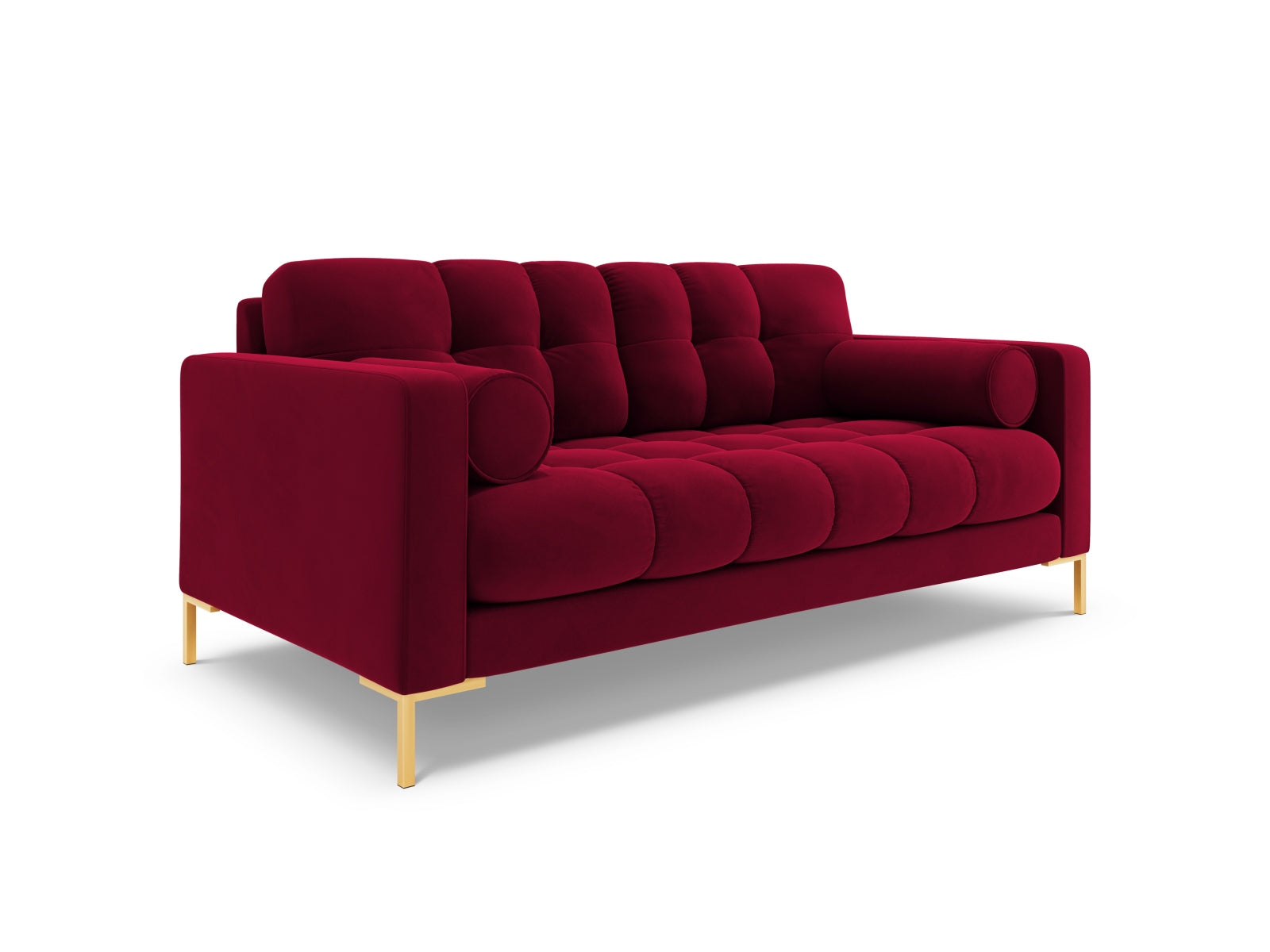 Elegantes 2-Sitzer Sofa Bali in Red-Bluvel, ideal für entspannte Abende und geschmackvolle Wohnräume, erhältlich bei Cosmopolitan Design.