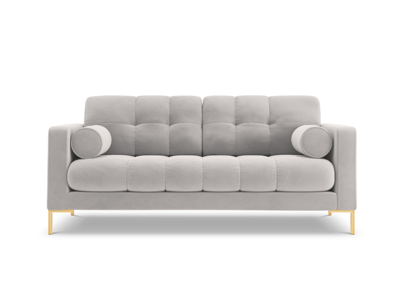 Modernes 2-Sitzer Sofa Bali von Cosmopolitan Design, gefertigt aus feinem Silver-Bluvel, perfekt für gemütliche Abende und stilvolle Einrichtung.