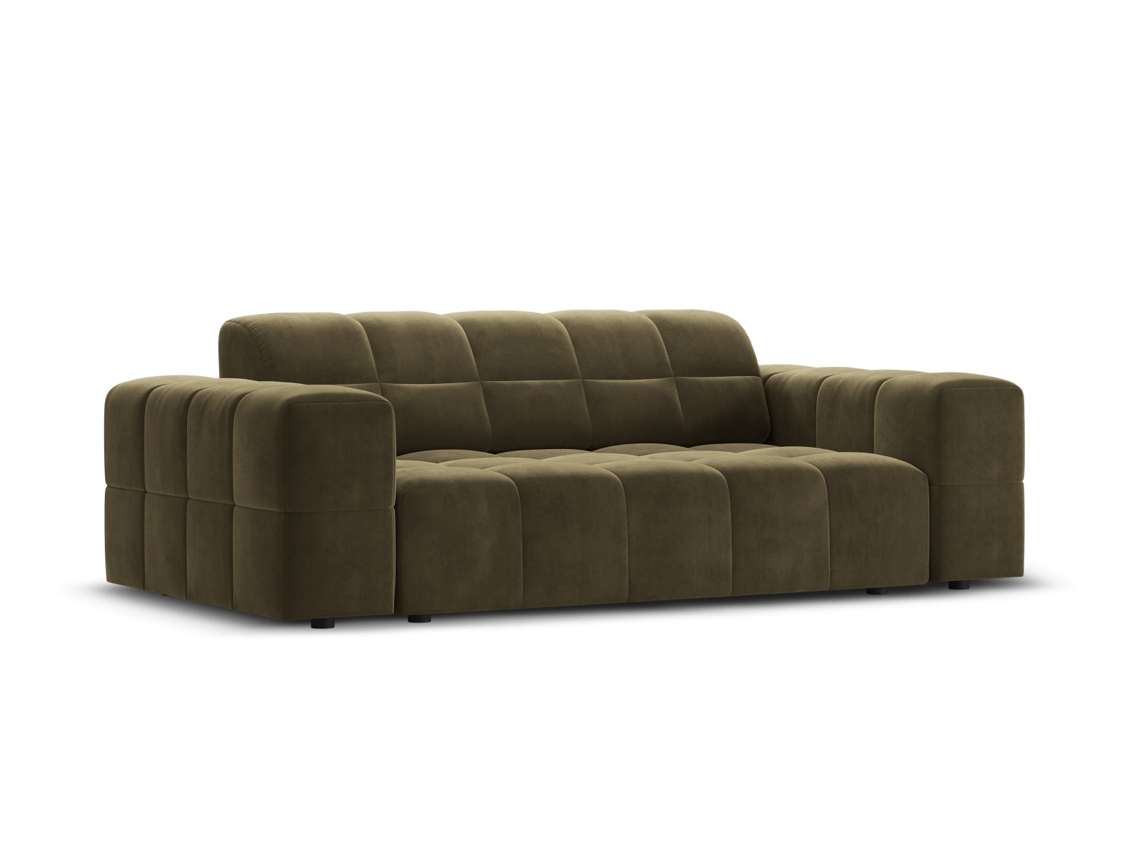 Stylisches 2-Sitzer Sofa im luxuriösen Veloursstoff in Green-Bluvel, ideal für zeitgemäße Einrichtung und kleine Wohnbereiche.