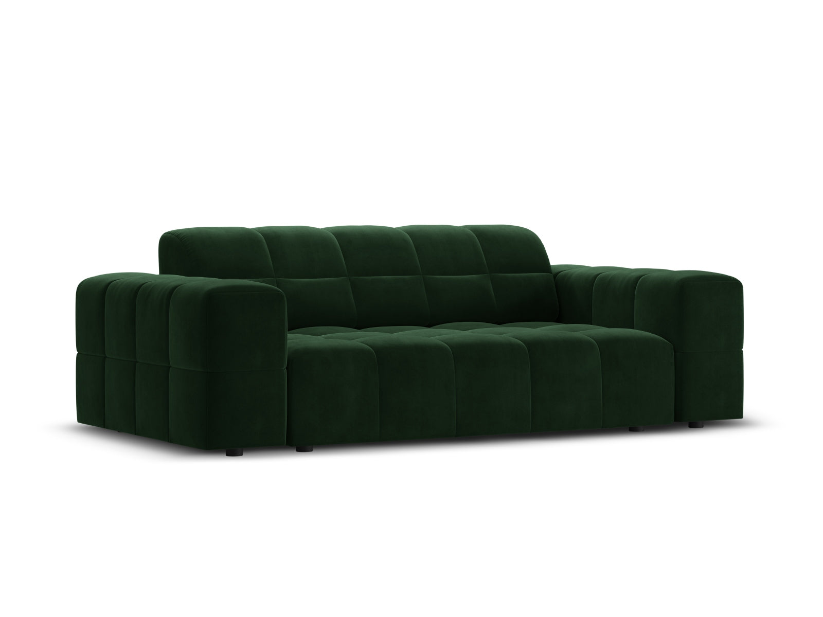 Stylisches 2-Sitzer Sofa im luxuriösen Veloursstoff in Flaschengrün, perfekt für moderne und elegante Wohnambiente.