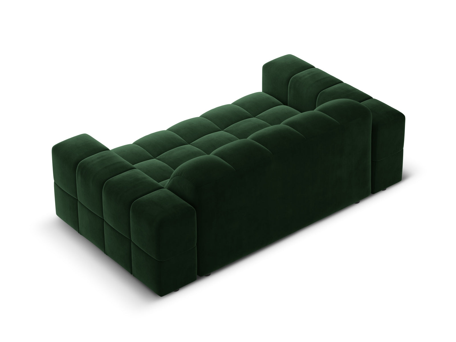 Elegantes 2-Sitzer Sofa in edlem Flaschengrün aus weichem Velours, ideal für stilvolle Wohnräume und gemütliche Abende.