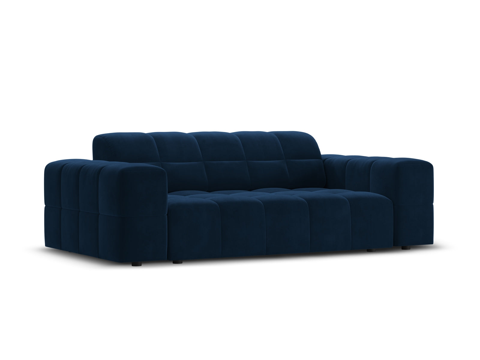 Stylisches 2-Sitzer Sofa im luxuriösen Veloursstoff in Royalblau, perfekt für moderne und elegante Wohnambiente.