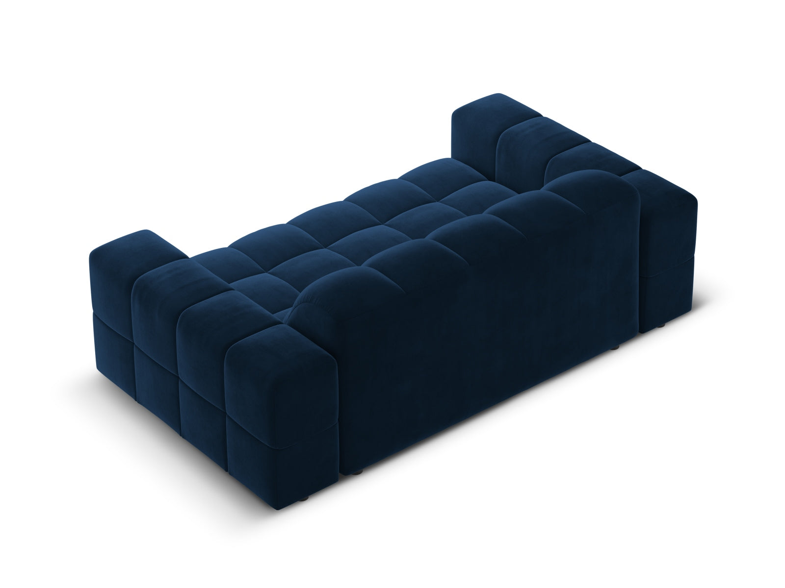 Elegantes 2-Sitzer Sofa in royalblauem Velours, ideal für stilvolle Wohnräume und gemütliche Abende. Chic und komfortabel.