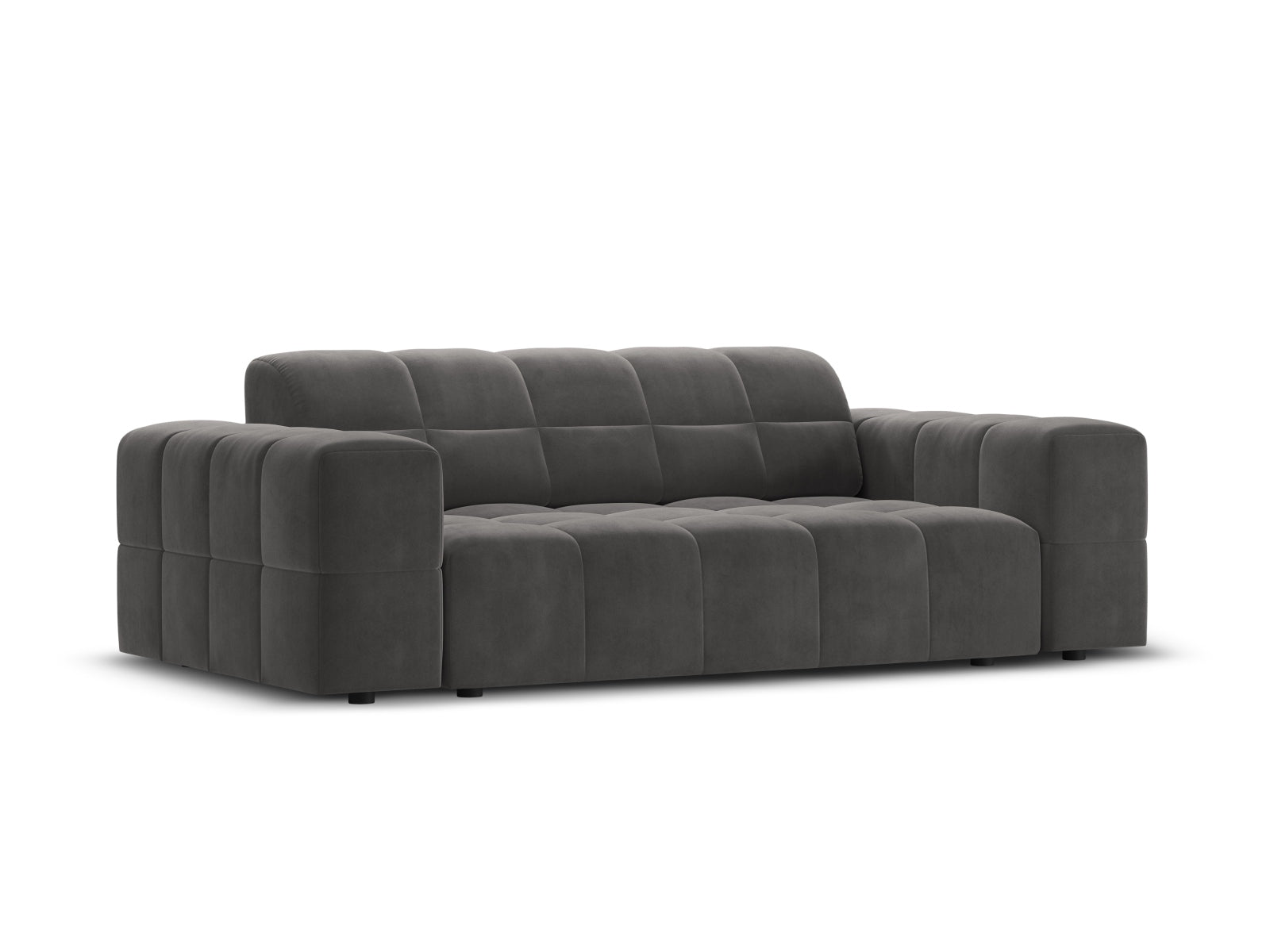 Stylisches 2-Sitzer Sofa im Chicago-Velour-Stil, in Grau-Blau, perfekt für gemütliche und moderne Wohnambiente.