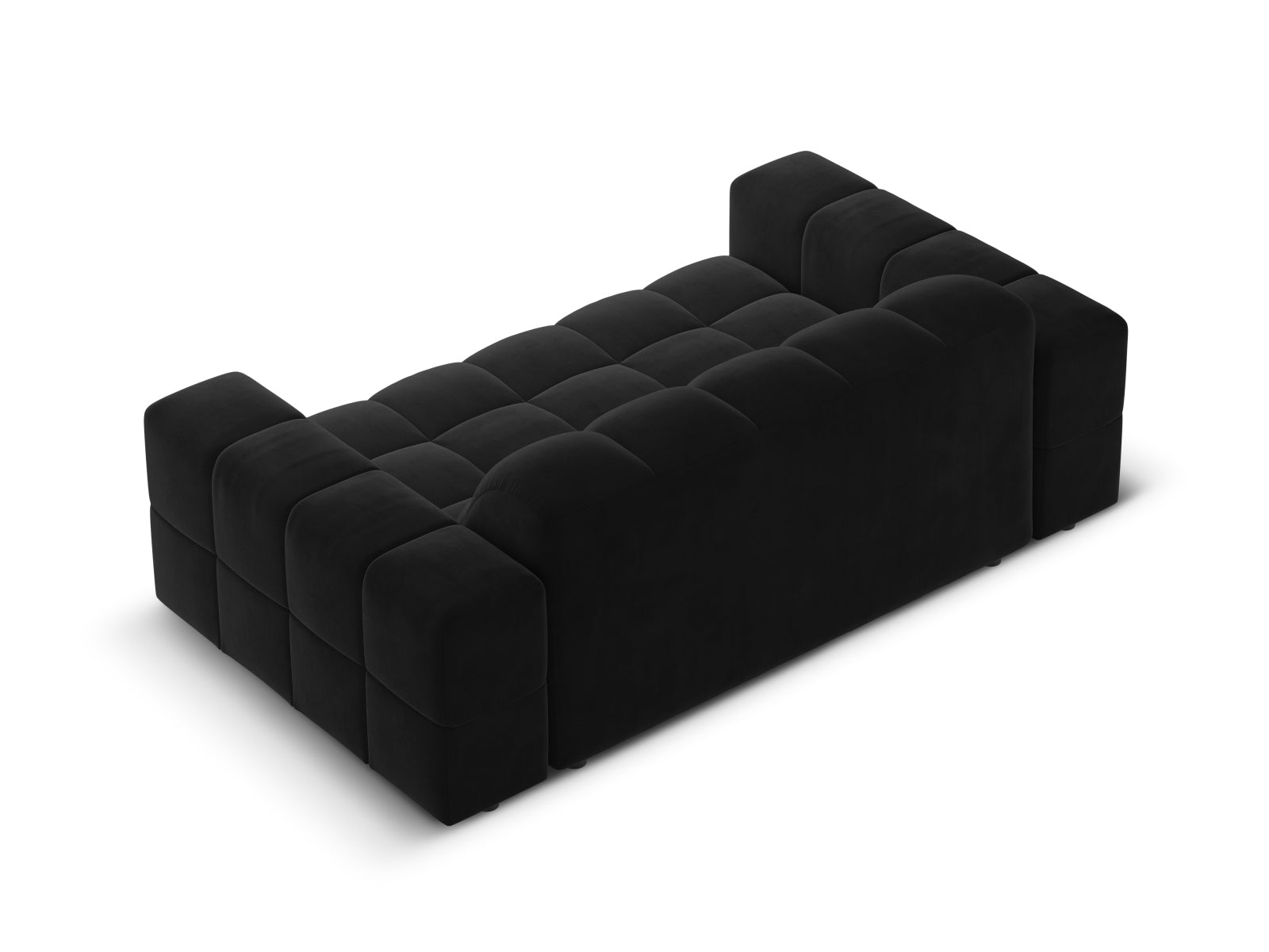 Elegantes 2-Sitzer Sofa Chicago aus hochwertigem Velours in Schwarz-Bluvel, ideal für stilvolle Wohnräume und entspannte Abende.