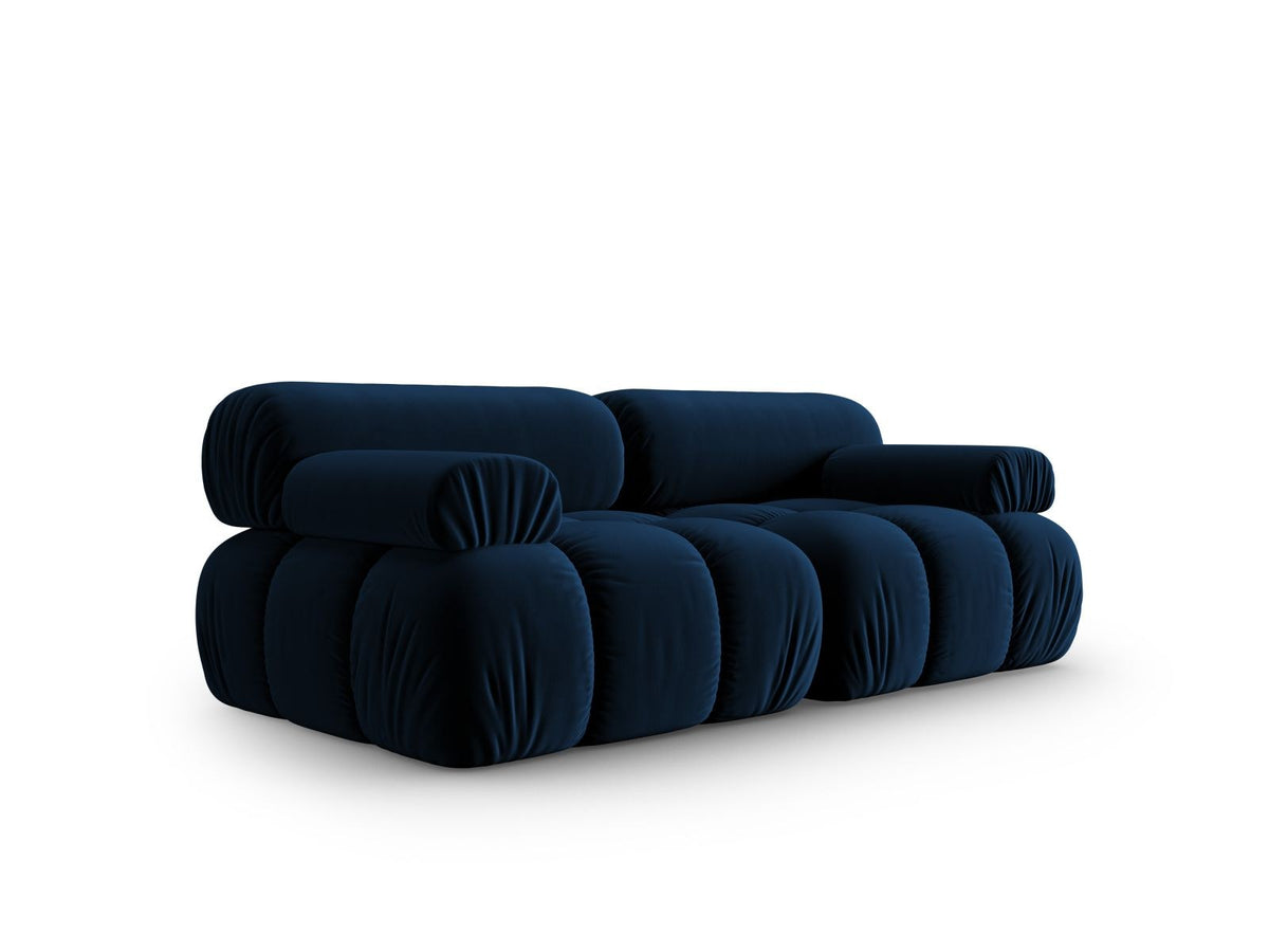 Cortina Samt-Modulsofa 2-Sitzer in Pink-Bluvel mit Samtbezug, Holzrahmen und schwarzen Kunststoffbeinen, modulares 2er Sofa