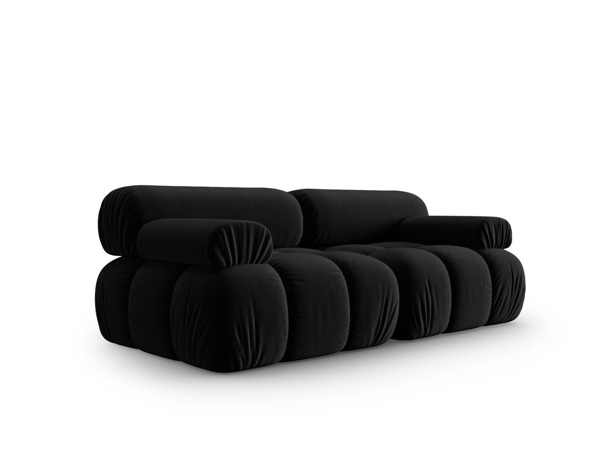 Cortina Samt-Modulsofa 2-Sitzer in Pink-Bluvel mit Samtbezug, Holzrahmen und schwarzen Kunststoffbeinen, modulares 2er Sofa