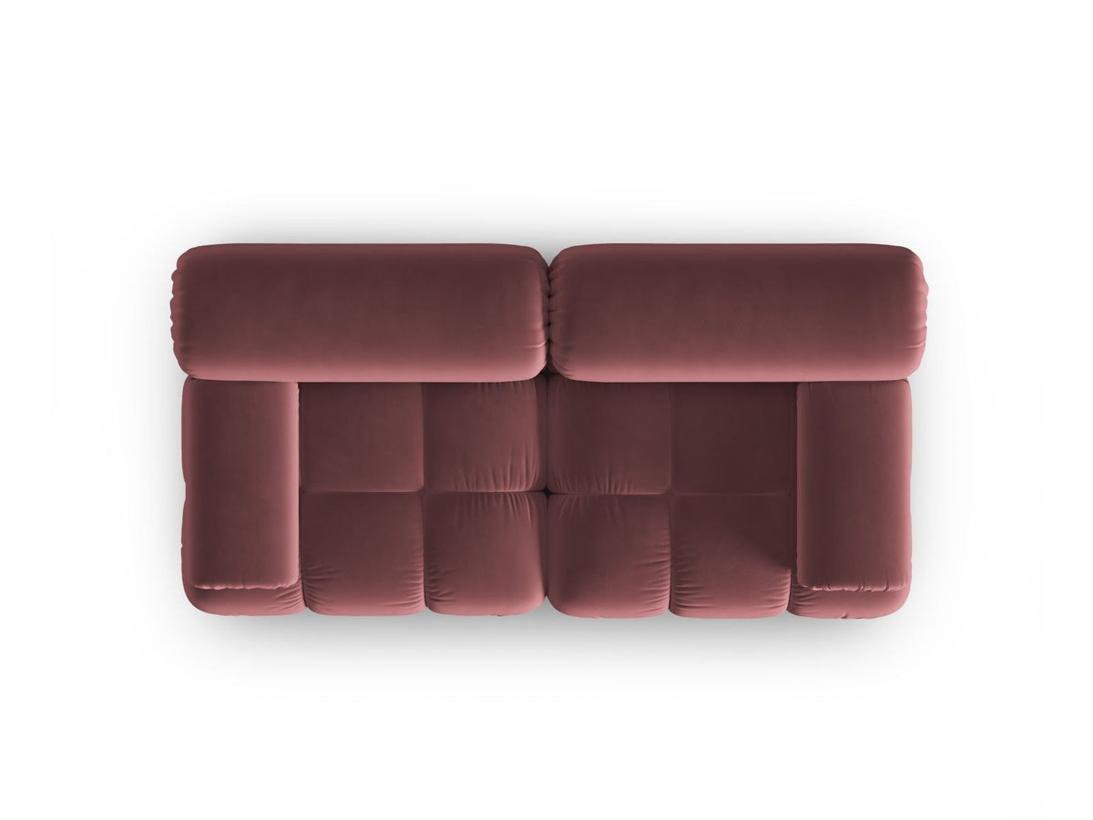 Cortina Samt-Modulsofa 2-Sitzer in Pink-Bluvel mit Samtbezug, Holzrahmen und schwarzen Kunststoffbeinen, modulares 2er Sofa