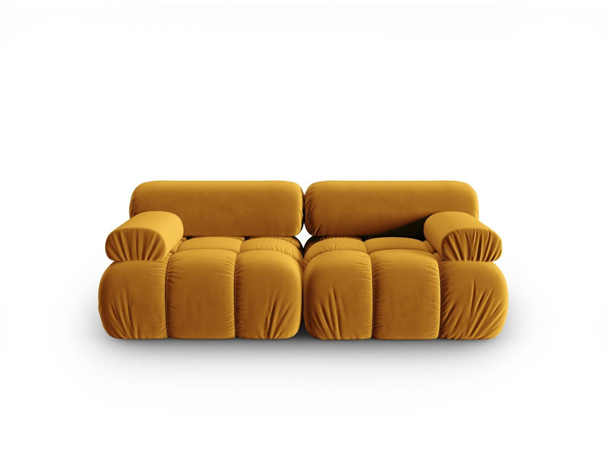 Cortina Samt-Modulsofa 2-Sitzer in Pink-Bluvel mit Samtbezug, Holzrahmen und schwarzen Kunststoffbeinen, modulares 2er Sofa