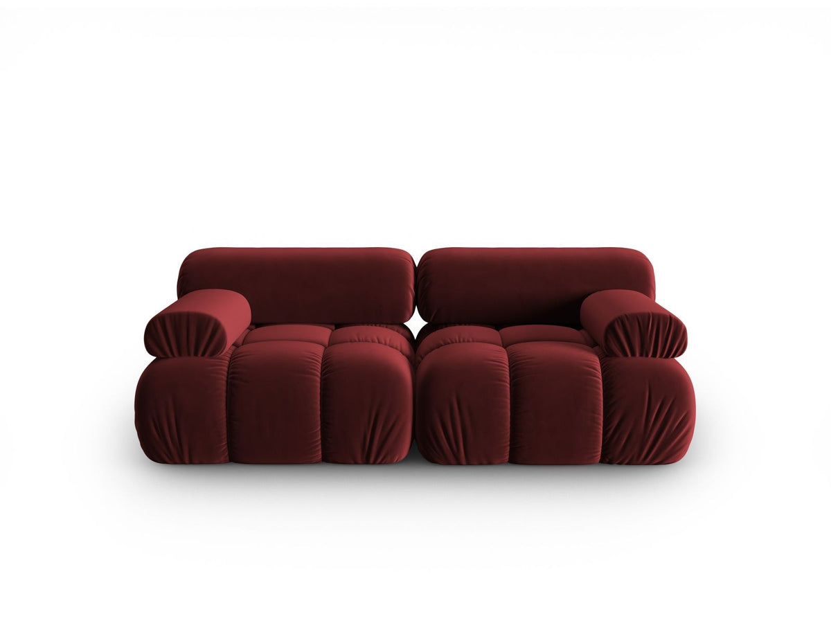 Cortina Samt-Modulsofa 2-Sitzer in Pink-Bluvel mit Samtbezug, Holzrahmen und schwarzen Kunststoffbeinen, modulares 2er Sofa
