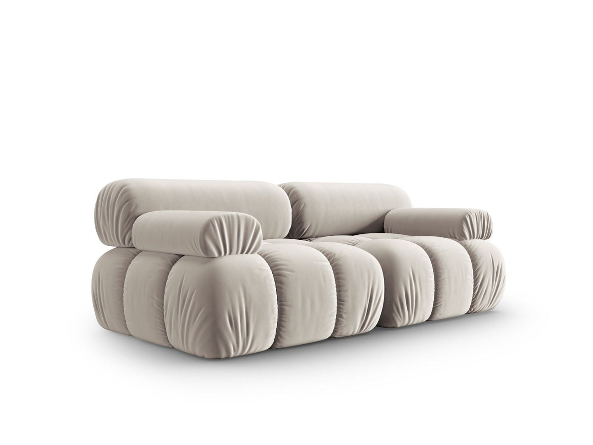 Cortina Samt-Modulsofa 2-Sitzer in Pink-Bluvel mit Samtbezug, Holzrahmen und schwarzen Kunststoffbeinen, modulares 2er Sofa