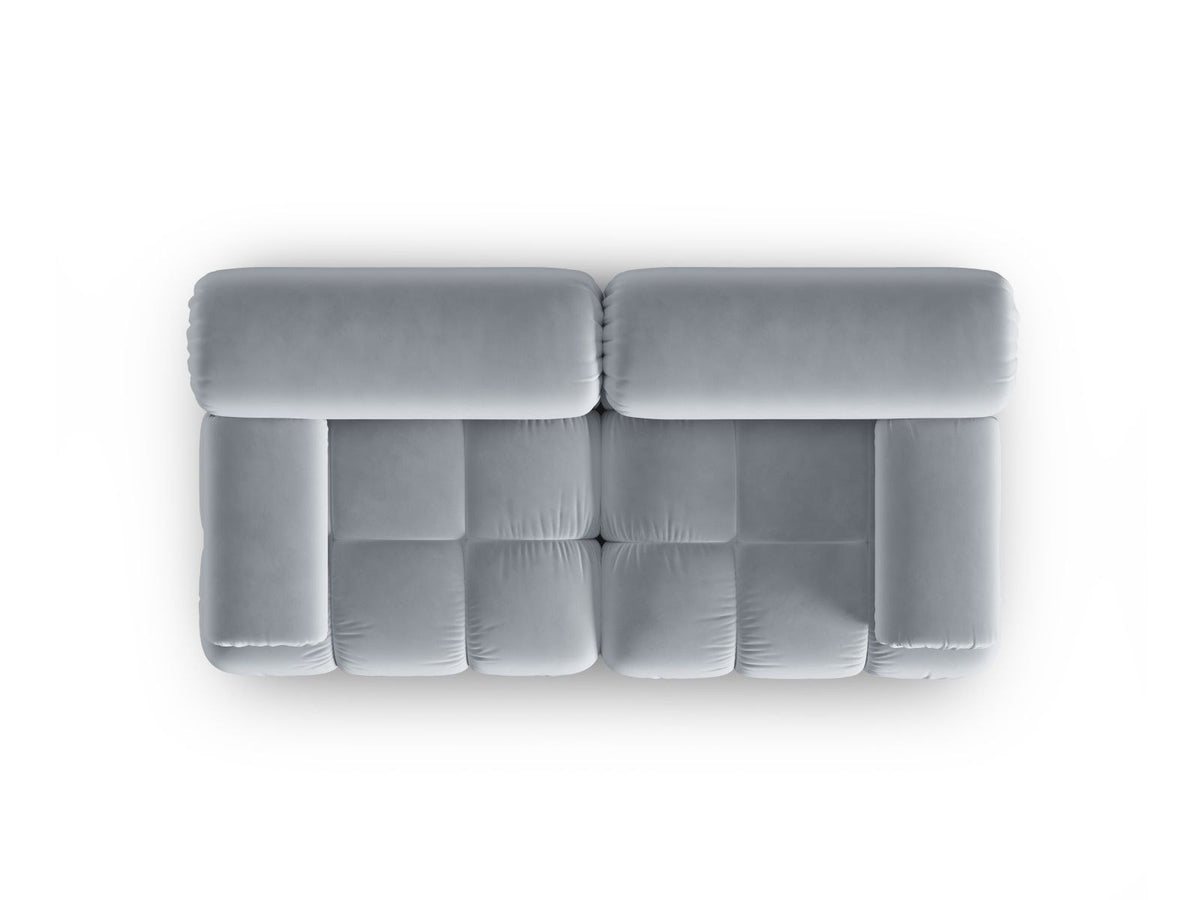Cortina Samt-Modulsofa 2-Sitzer in Pink-Bluvel mit Samtbezug, Holzrahmen und schwarzen Kunststoffbeinen, modulares 2er Sofa