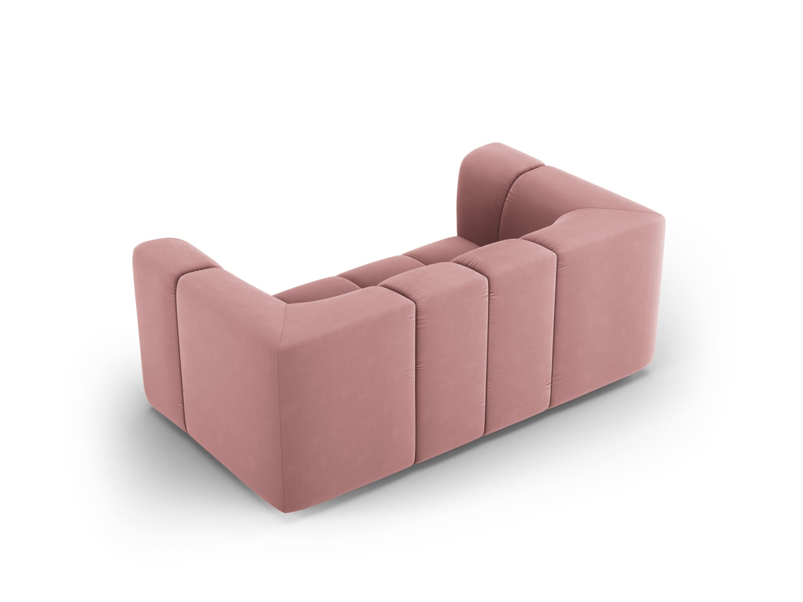 Modernes 2-Sitzer Sofa Moritz in ansprechendem Pink-Bluvel, perfekt für stilvolle Wohnzimmer und gemütliche Sitzgelegenheiten.
