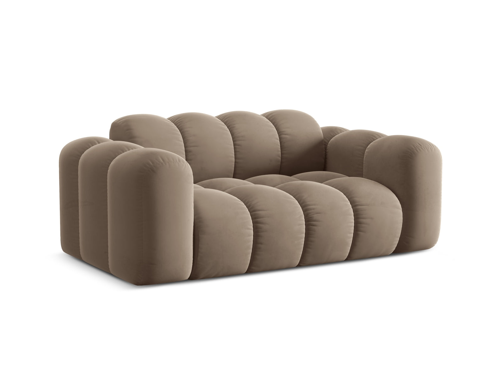 Elegantes 2-Sitzer Sofa Treno in stilvollem Cappuccino-Bluvel, ideal für moderne Wohnräume, erhältlich bei KAQTU Design AG.
