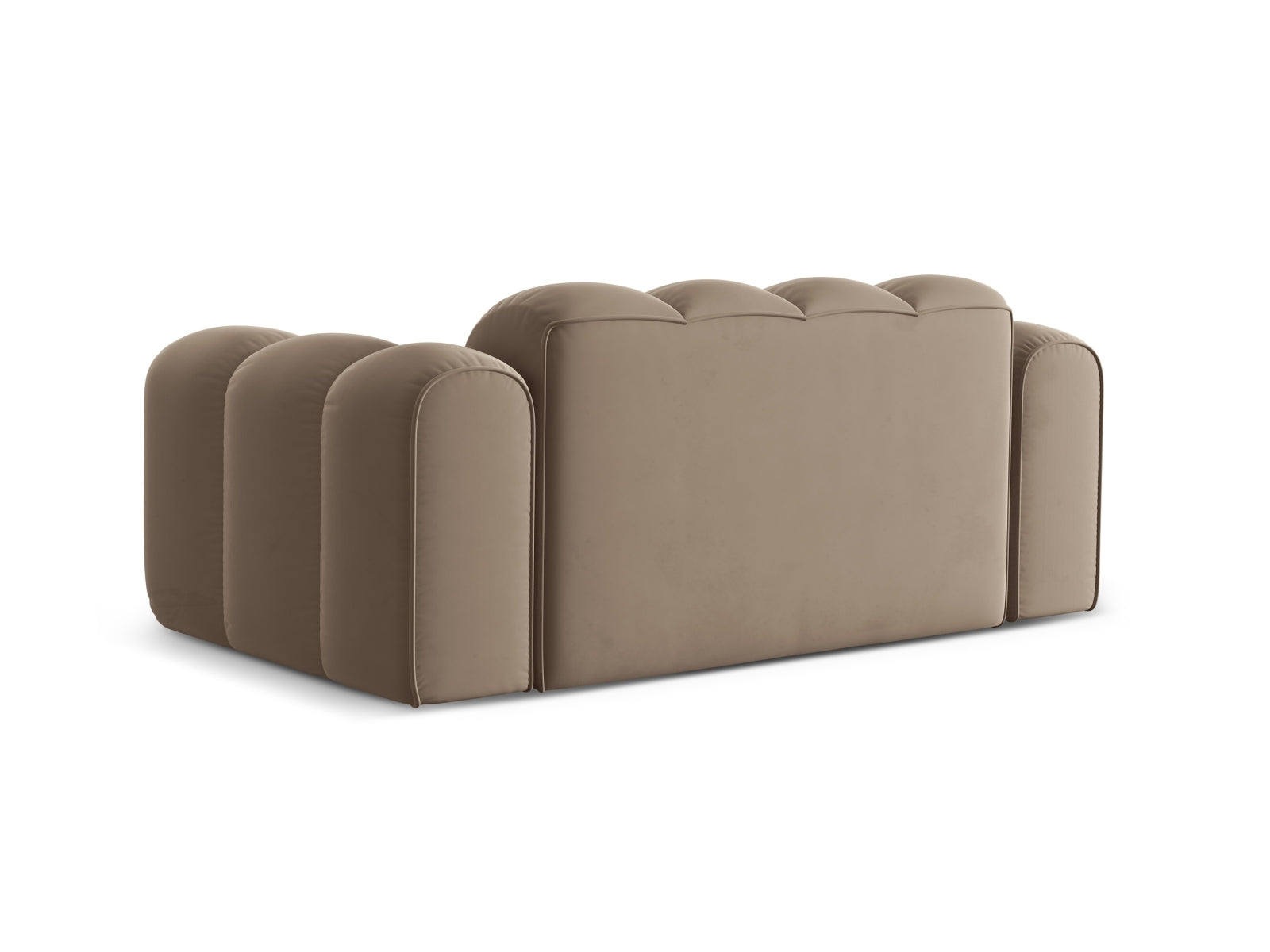 Elegantes 2-Sitzer Sofa Treno in hochwertigem Cappuccino-Bluvel, ideal für moderne Wohnräume und gesellige Stunden.