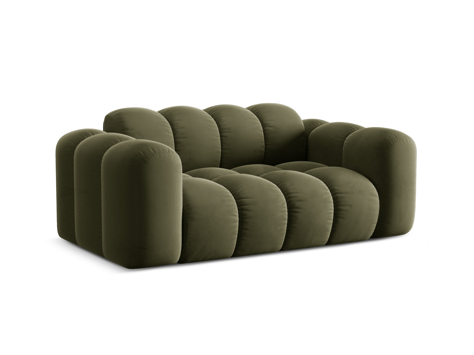 Elegantes 2-Sitzer Sofa Treno in stilvollem Green-Bluvel, ideal für moderne Wohnräume, erhältlich bei KAQTU Design AG.