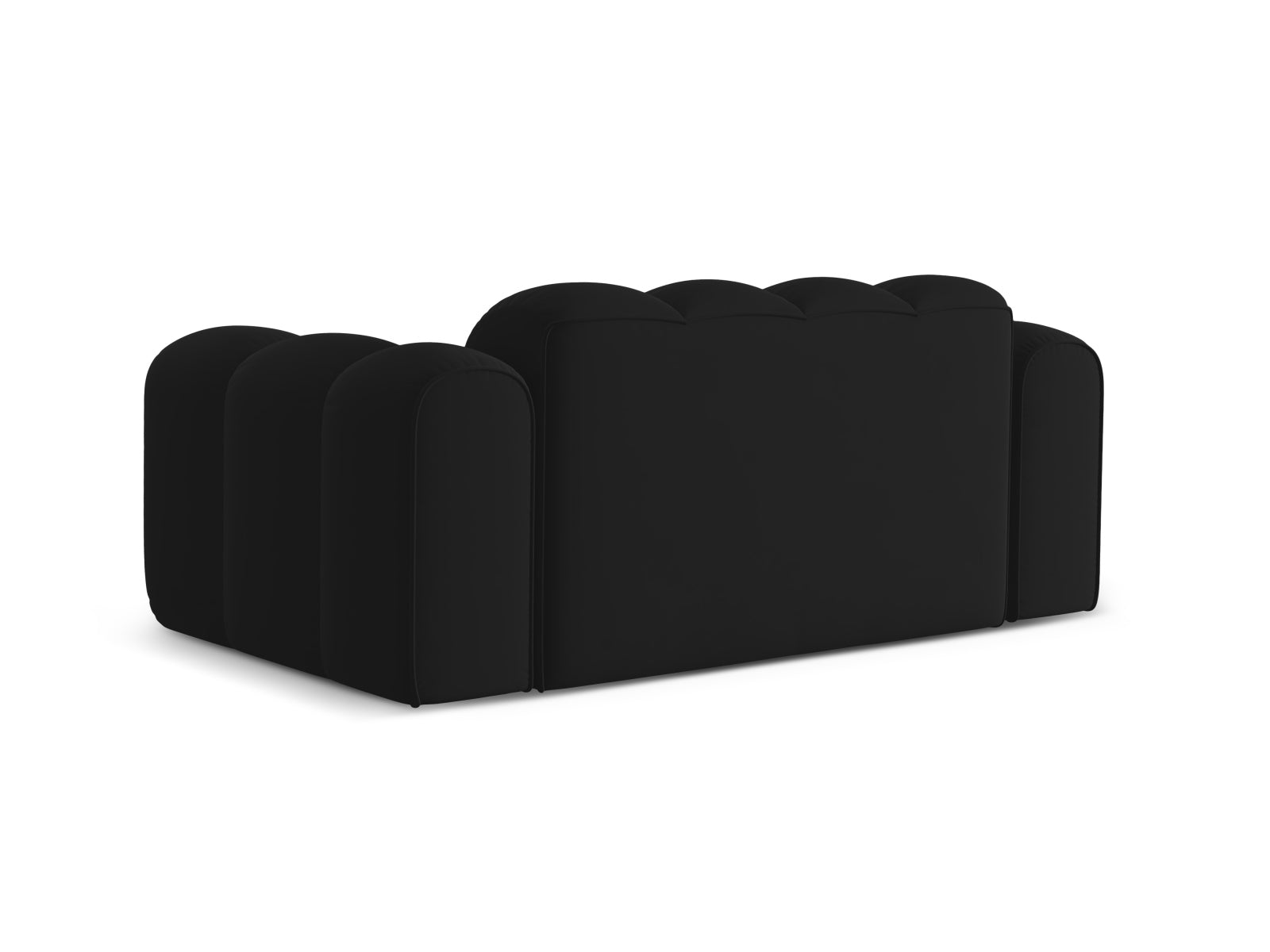 Elegantes 2-Sitzer Sofa Treno in hochwertigem Black-Bluvel, ideal für moderne Wohnräume und entspannte Stunden. Jetzt bei KAQTU entdecken.