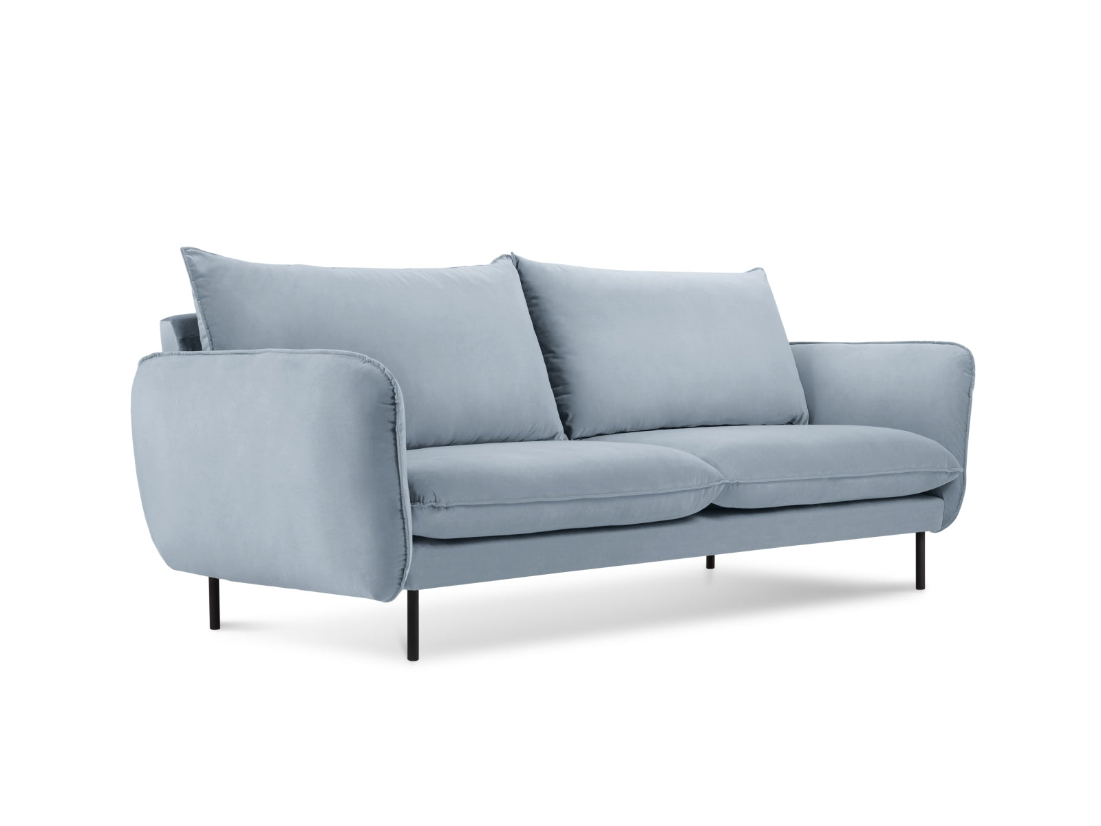 Vienna Velour Sofa 2 Sitzer 92cm in Light Blue/Schwarz-Bluvel präsentiert im Onlineshop von KAQTU Design AG. 2er Sofa ist von Cosmopolitan Design