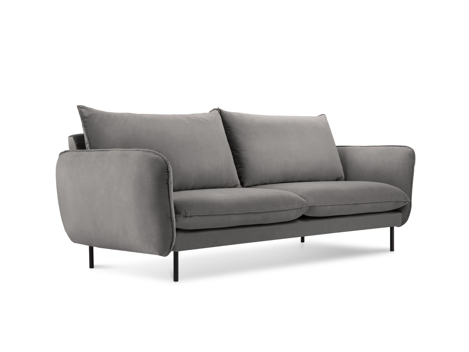 Vienna Velour Sofa 2 Sitzer 92cm in Light Grey/Schwarz-Bluvel präsentiert im Onlineshop von KAQTU Design AG. 2er Sofa ist von Cosmopolitan Design