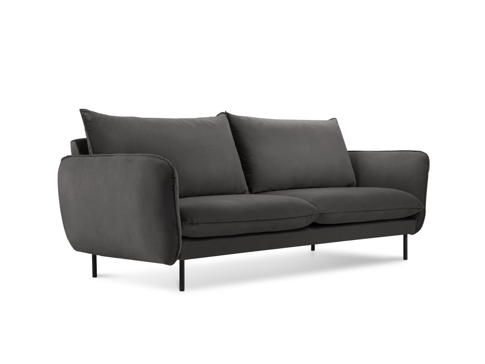 Vienna Velour Sofa 2 Sitzer 92cm in Dark Grey/Schwarz-Bluvel präsentiert im Onlineshop von KAQTU Design AG. 2er Sofa ist von Cosmopolitan Design