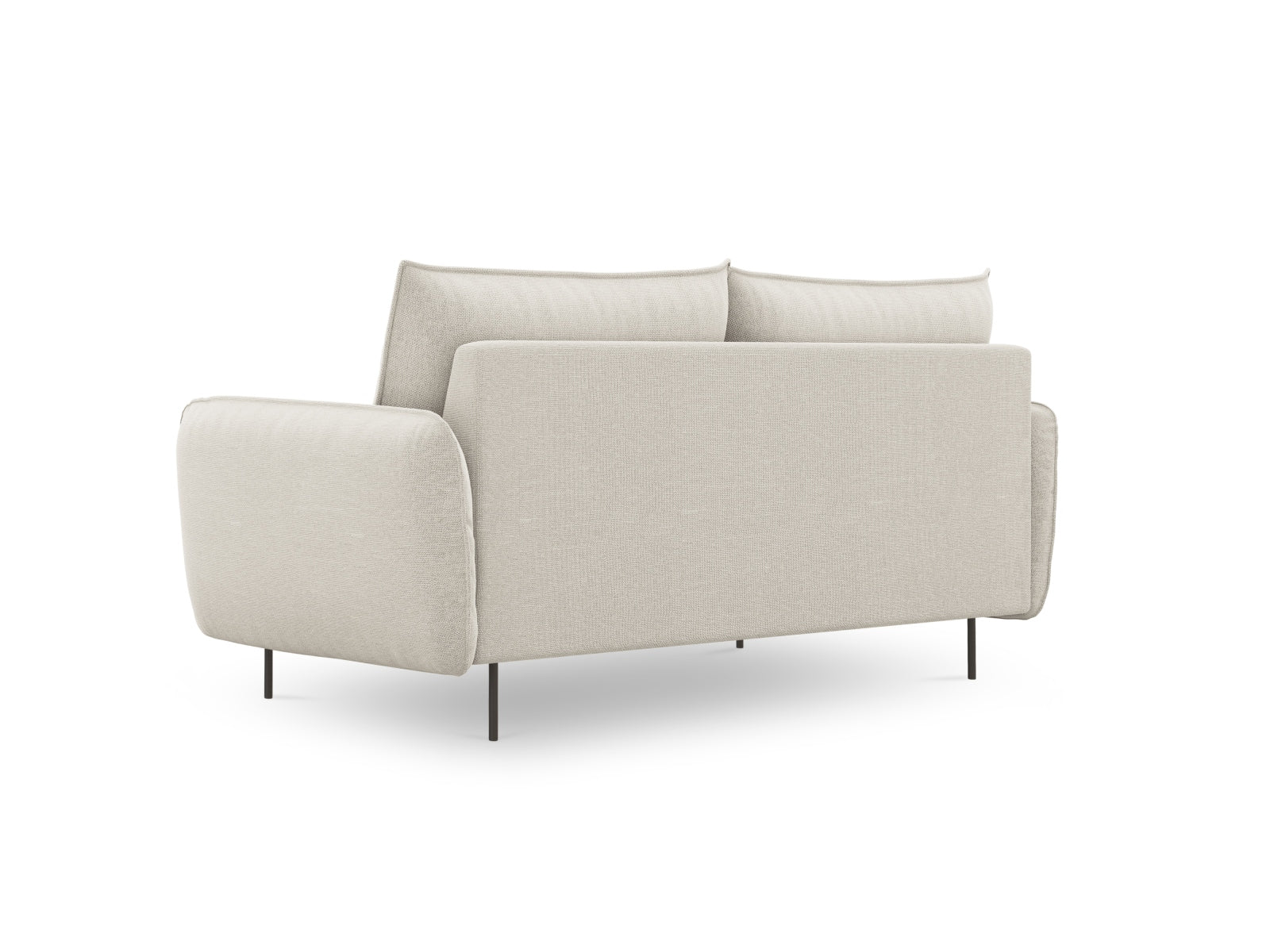 Modernes 2-Sitzer Sofa "Vienna" in zartem Beige mit robustem schwarzem Gestell, perfekt für zeitgemäße Inneneinrichtungen.